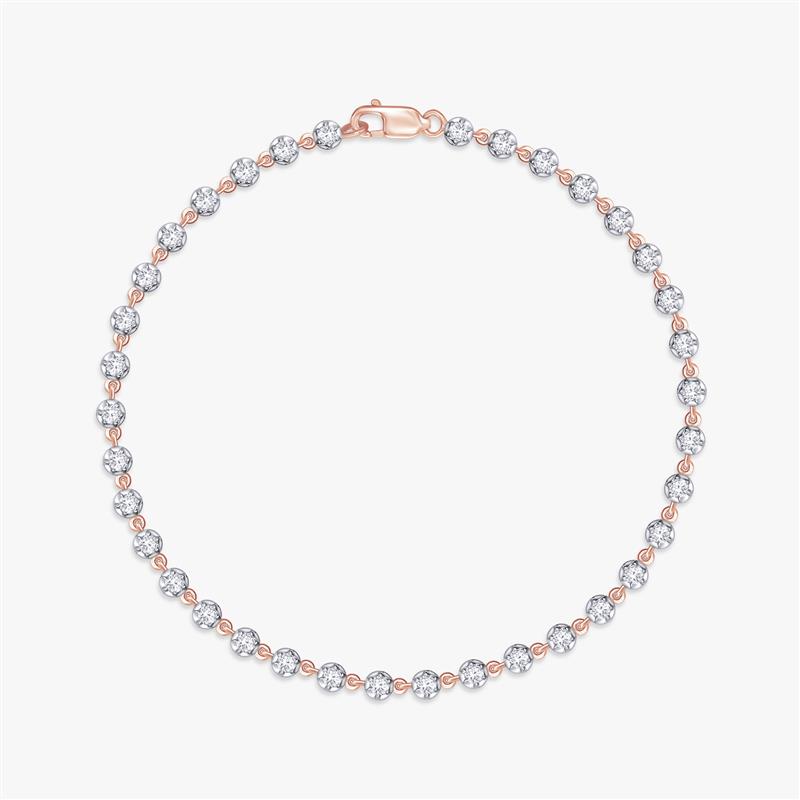 1.08 Carat Lab Grown Golden Halo Diamond Tennis Bracelet