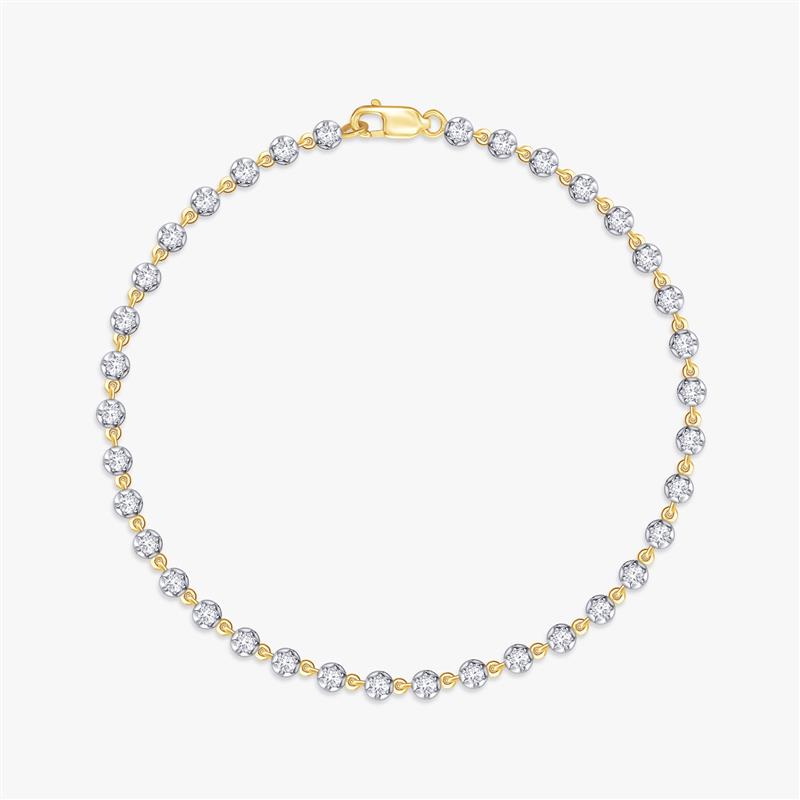 1.08 Carat Lab Grown Golden Halo Diamond Tennis Bracelet