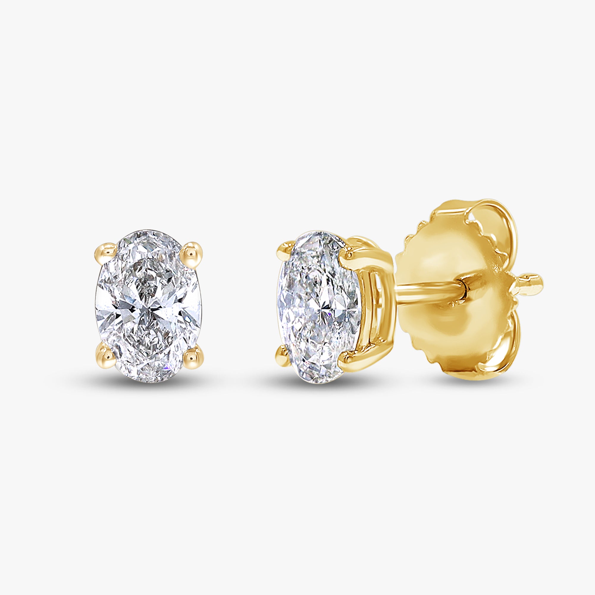0.95 Carat Oval Cut Lab Grown Diamond Solitaire Stud Earrings
