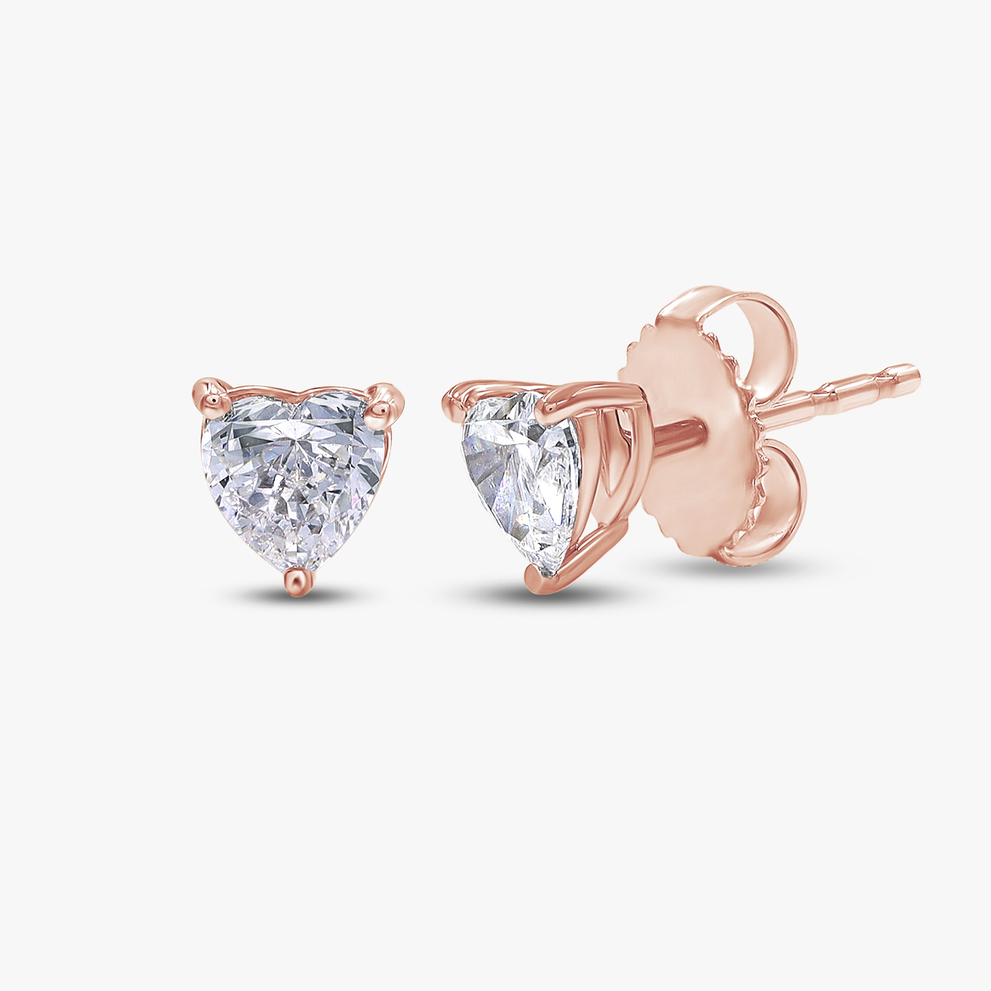 1.00 Carat Heart Shape Lab Grown Diamond Solitaire Stud Earrings