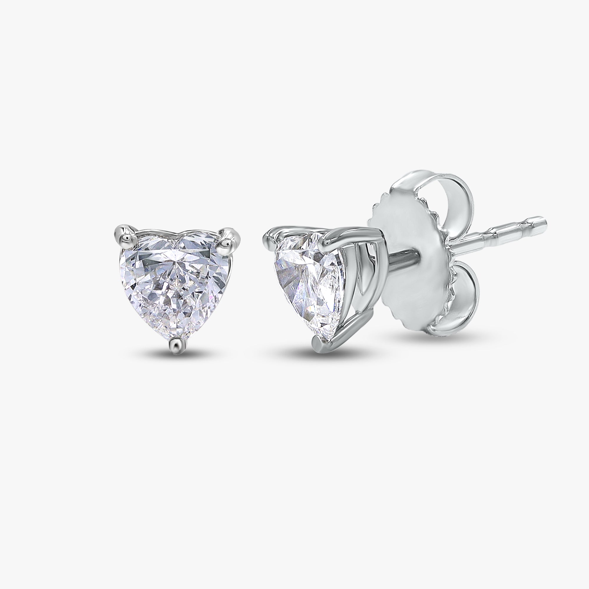 1.00 Carat Heart Shape Lab Grown Diamond Solitaire Stud Earrings