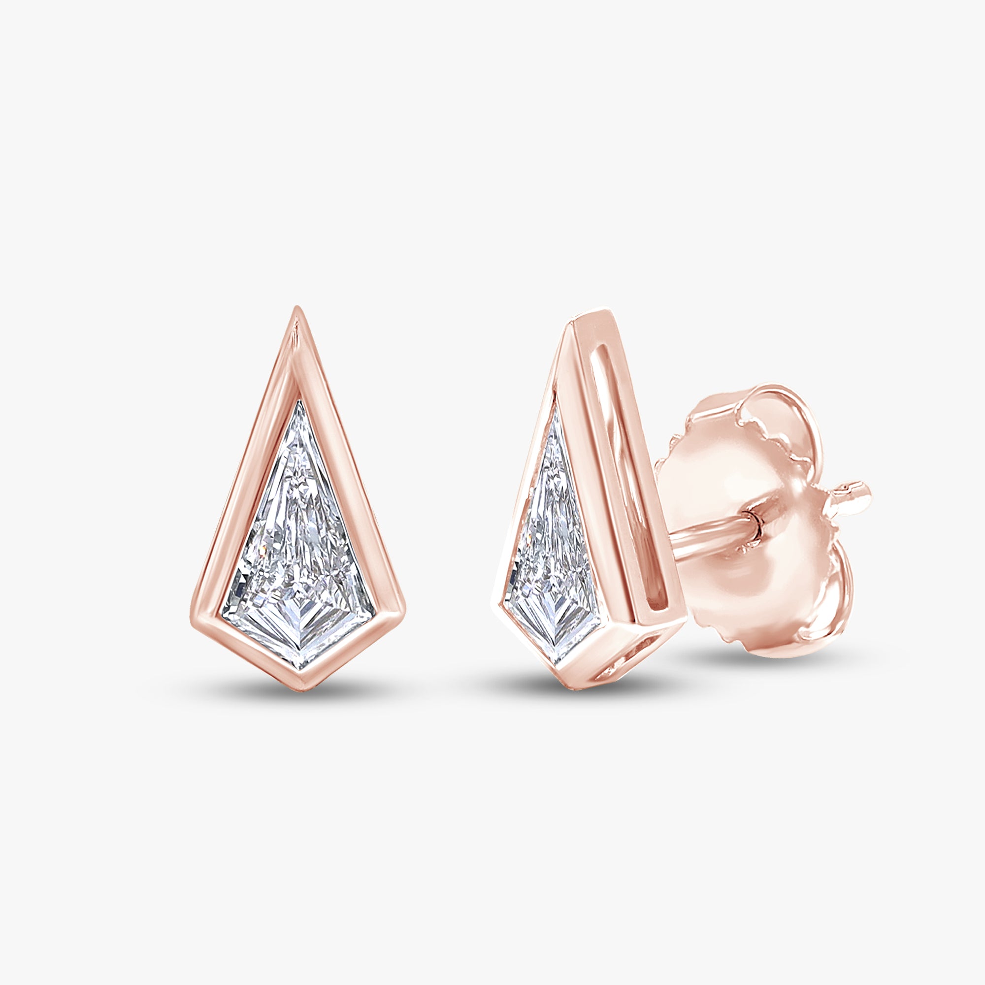 0.80 Carat Kite Shape Lab Grown Diamond Solitaire Stud Earrings