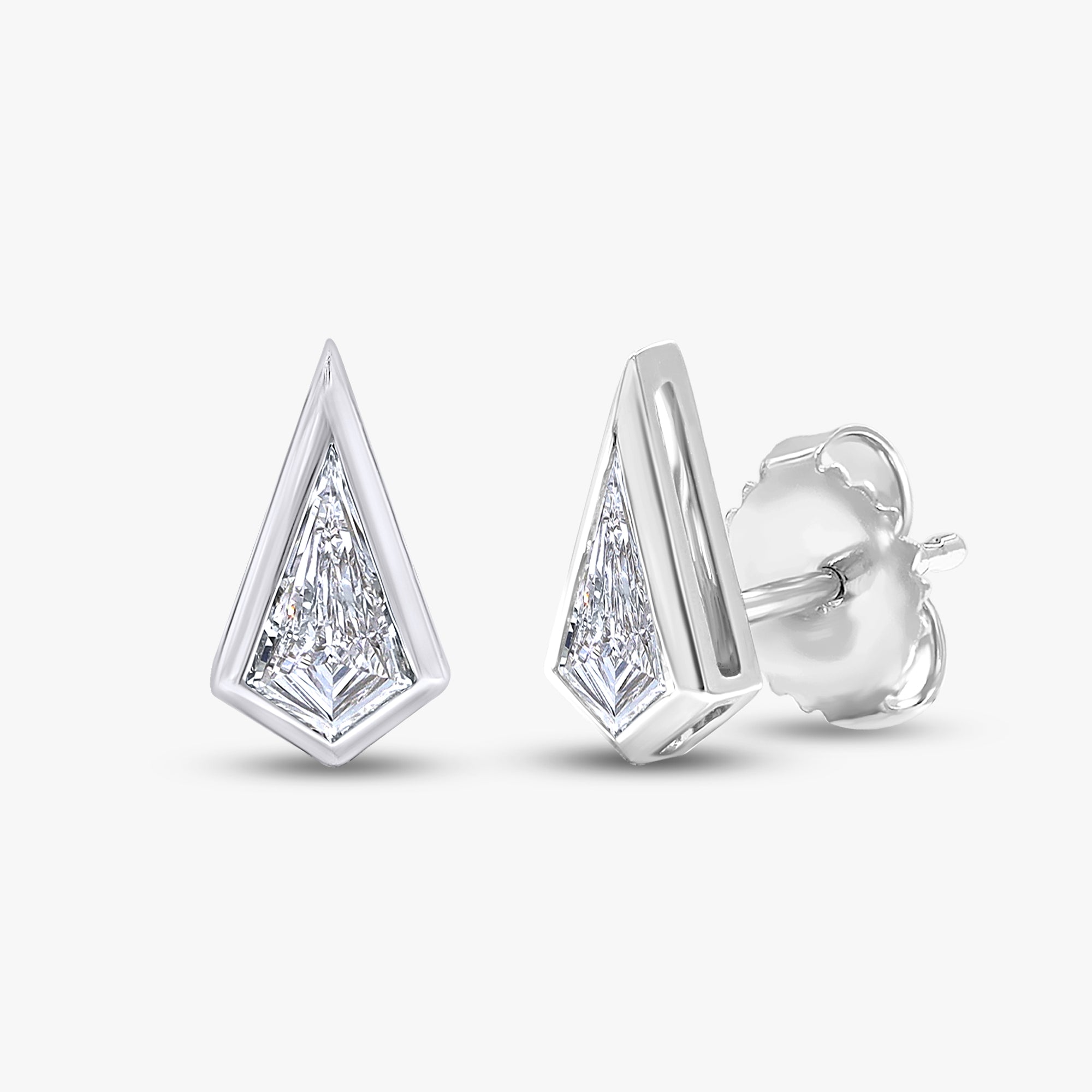 0.80 Carat Kite Shape Lab Grown Diamond Solitaire Stud Earrings