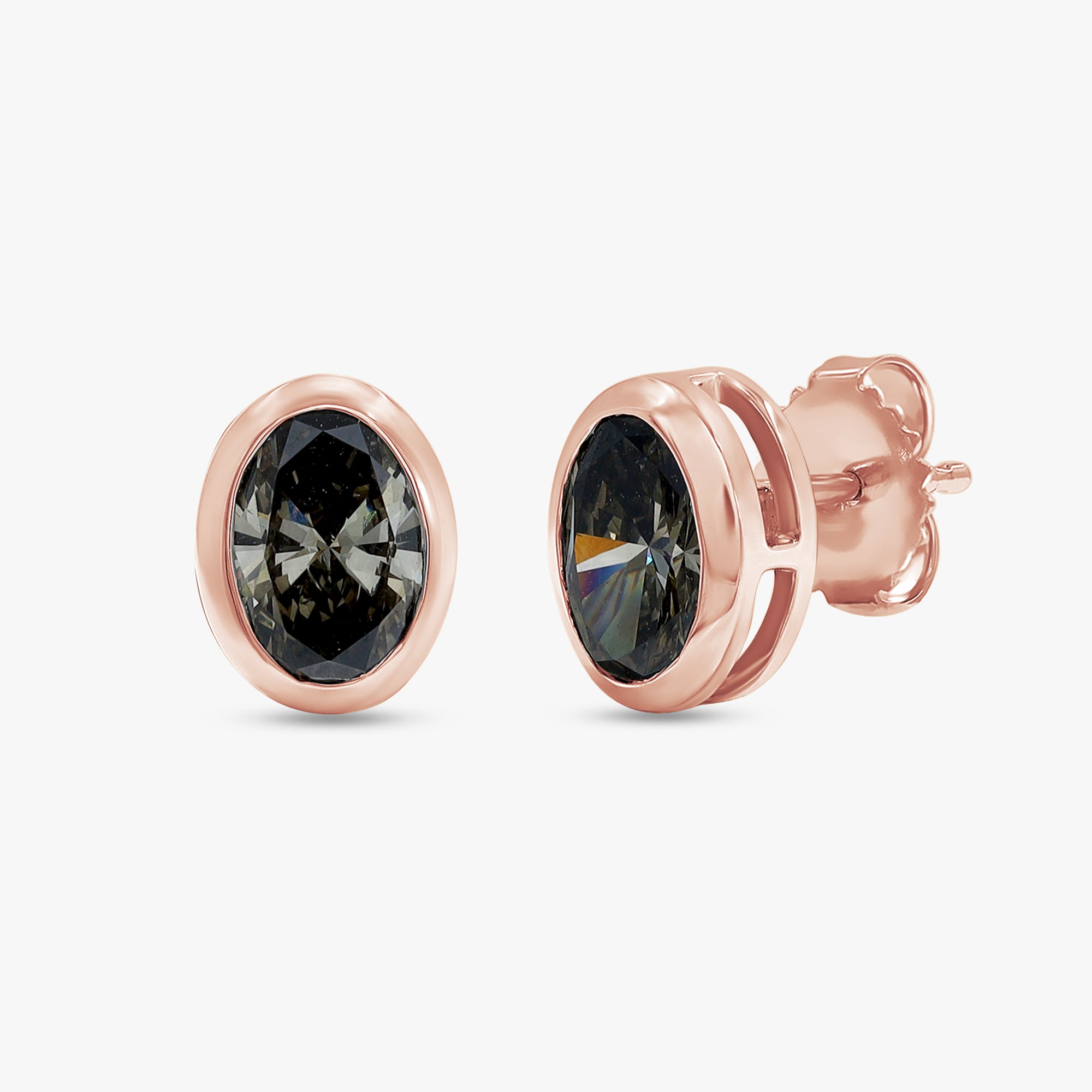 2.20 Carat Oval Cut Lab Grown Diamond Solitaire Stud Earrings