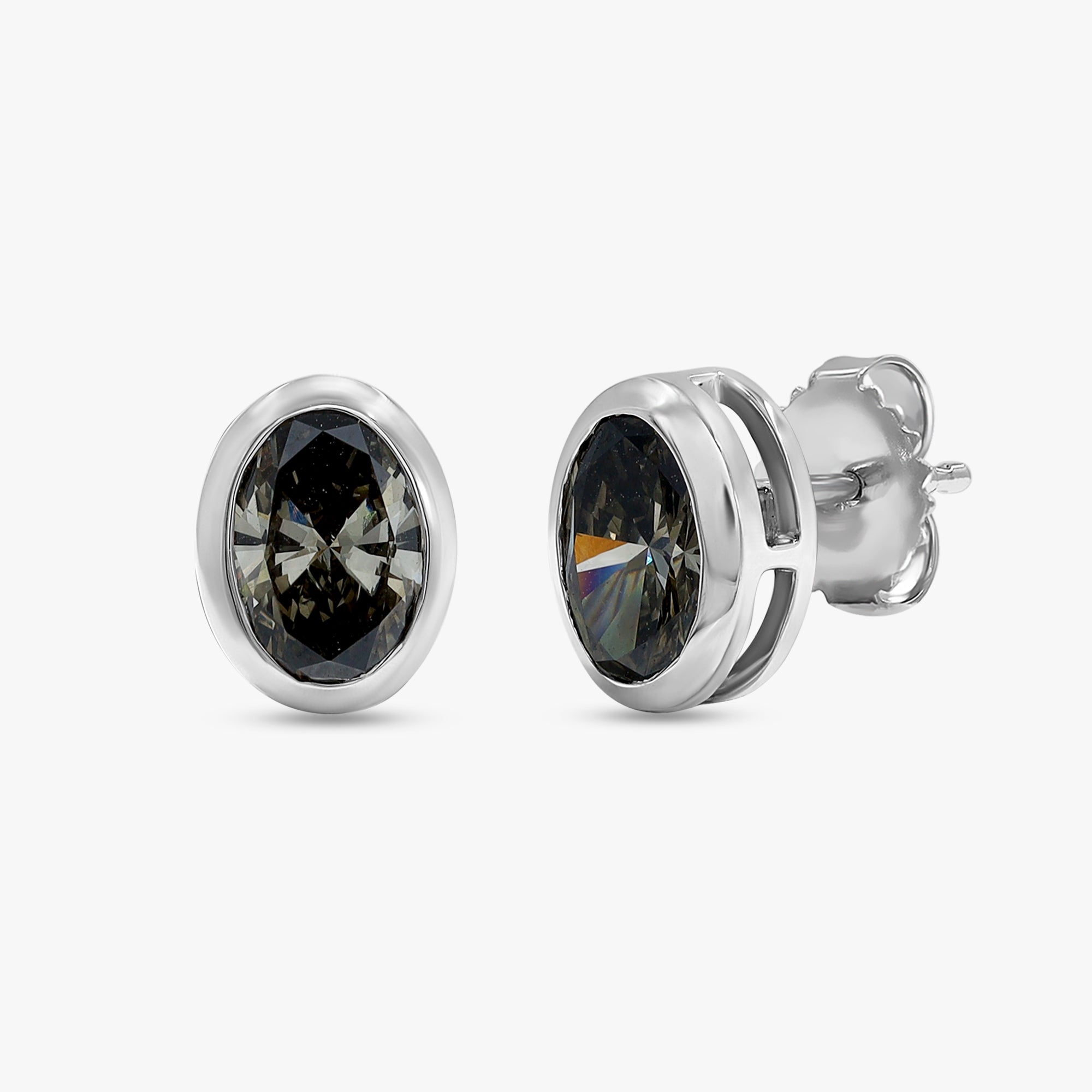 2.20 Carat Oval Cut Lab Grown Diamond Solitaire Stud Earrings