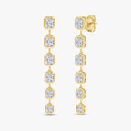 Radiant Shape 4.11 Carat Lab Grown Diamond Linear Drop Stud Earrings