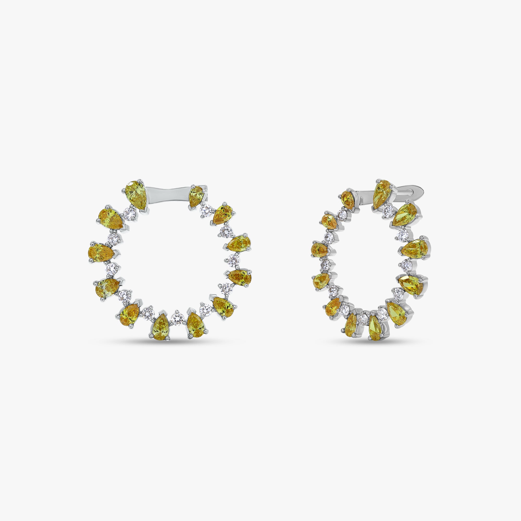 Pear and Round Shape 4.25 Carat Lab Grown Diamond Stud Earrings