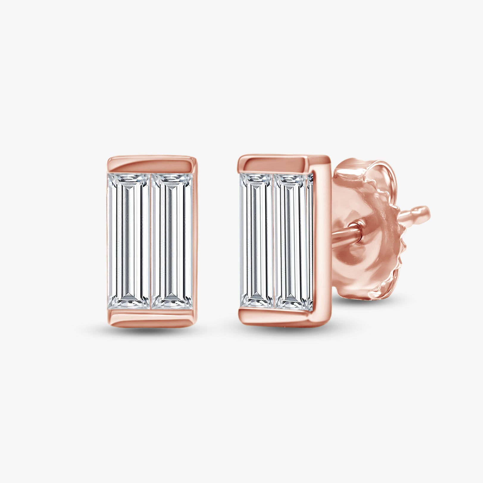0.90 Carat Baguette Cut Lab Grown Diamond Stud Earrings