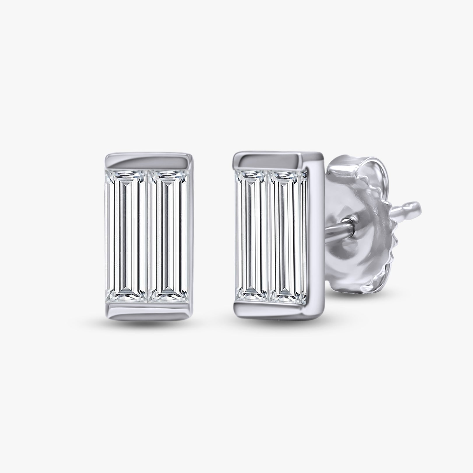 0.90 Carat Baguette Cut Lab Grown Diamond Stud Earrings