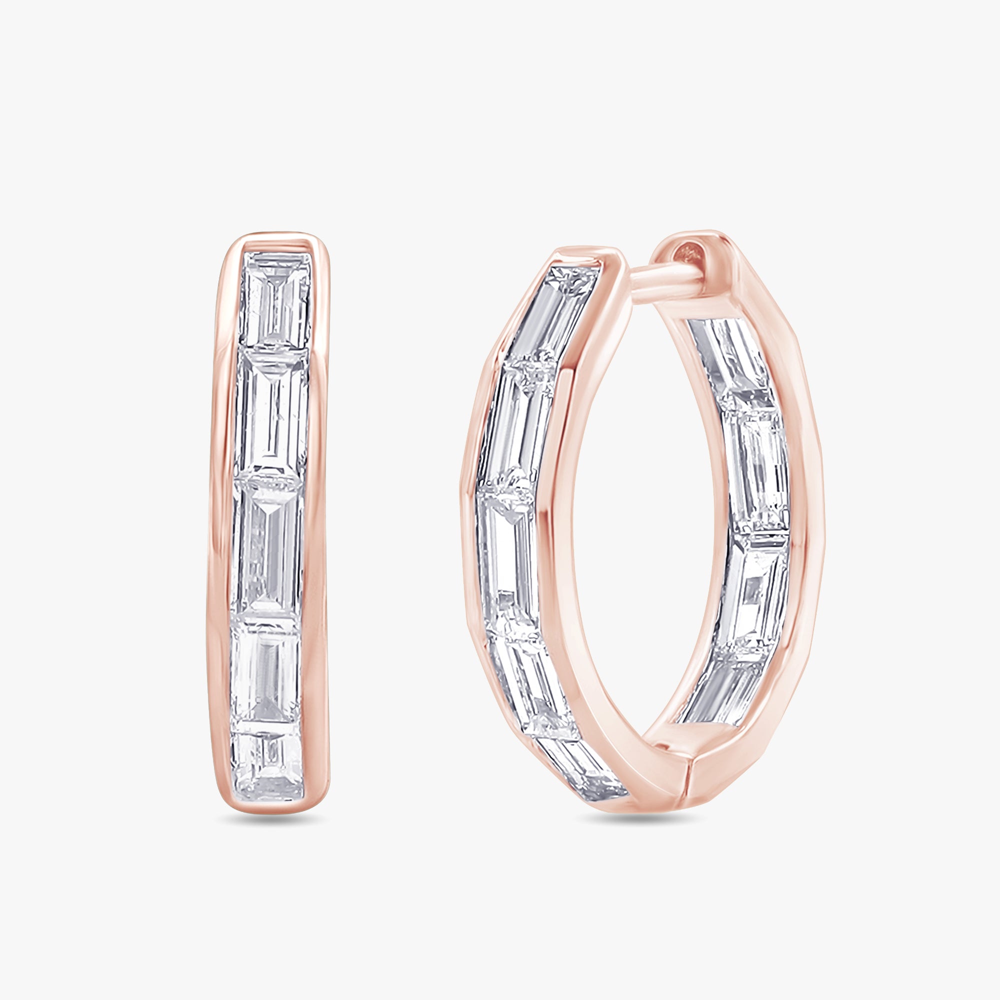 Baguette Shape 1.55 Carat Lab Grown Diamond hoop Earrings