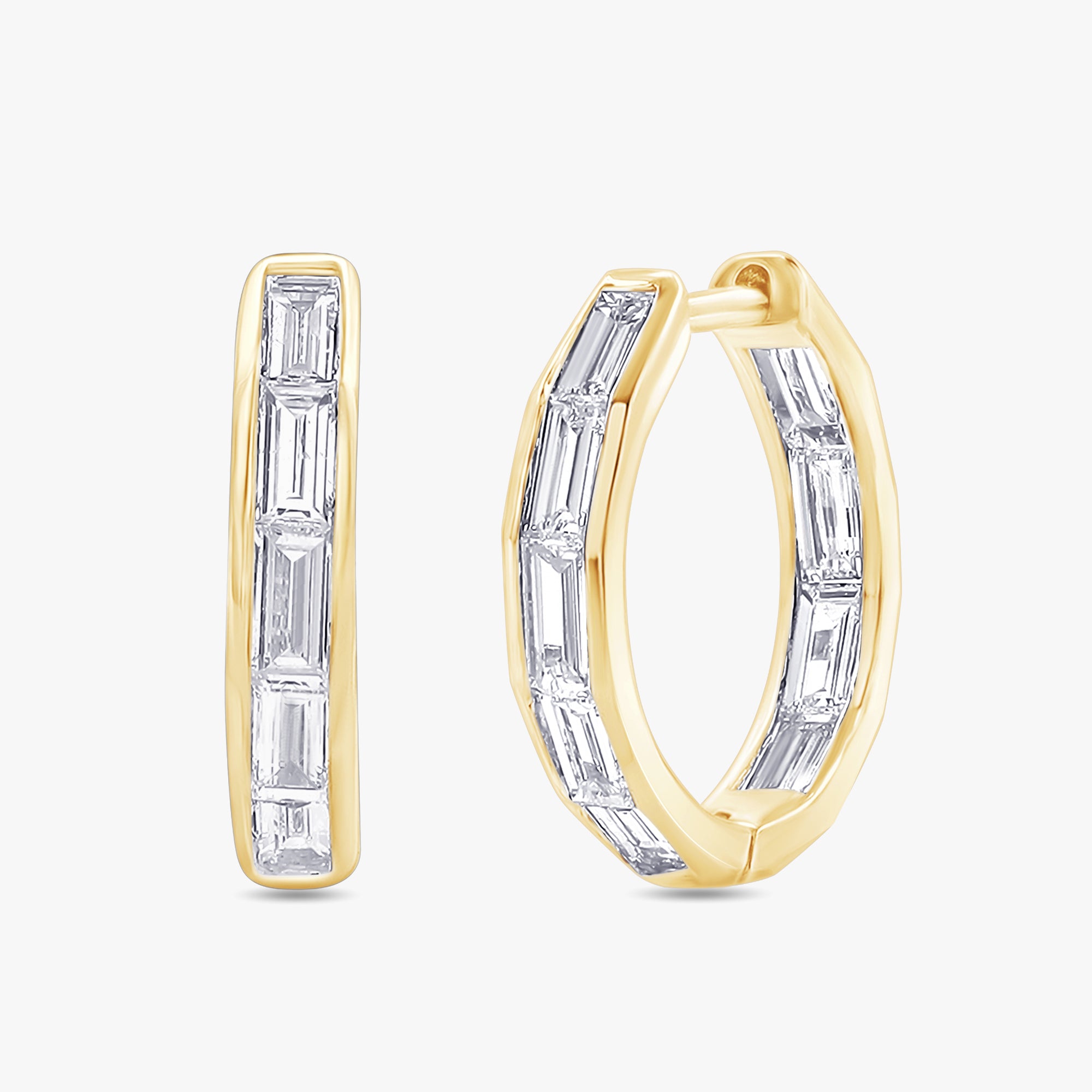 Baguette Shape 1.55 Carat Lab Grown Diamond hoop Earrings