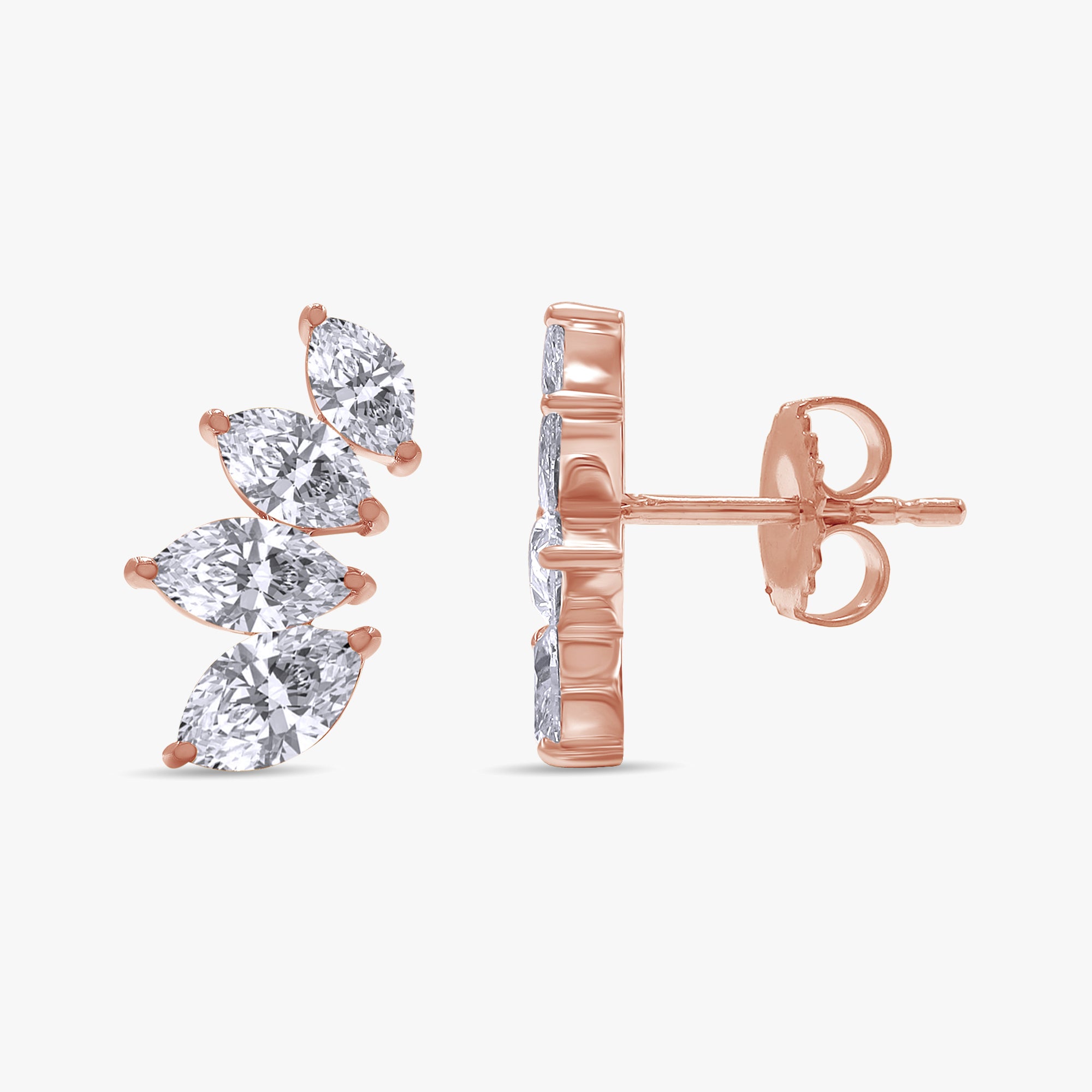 2.00 Carat Marquise Cut Lab Grown Diamond Climber Stud Earrings
