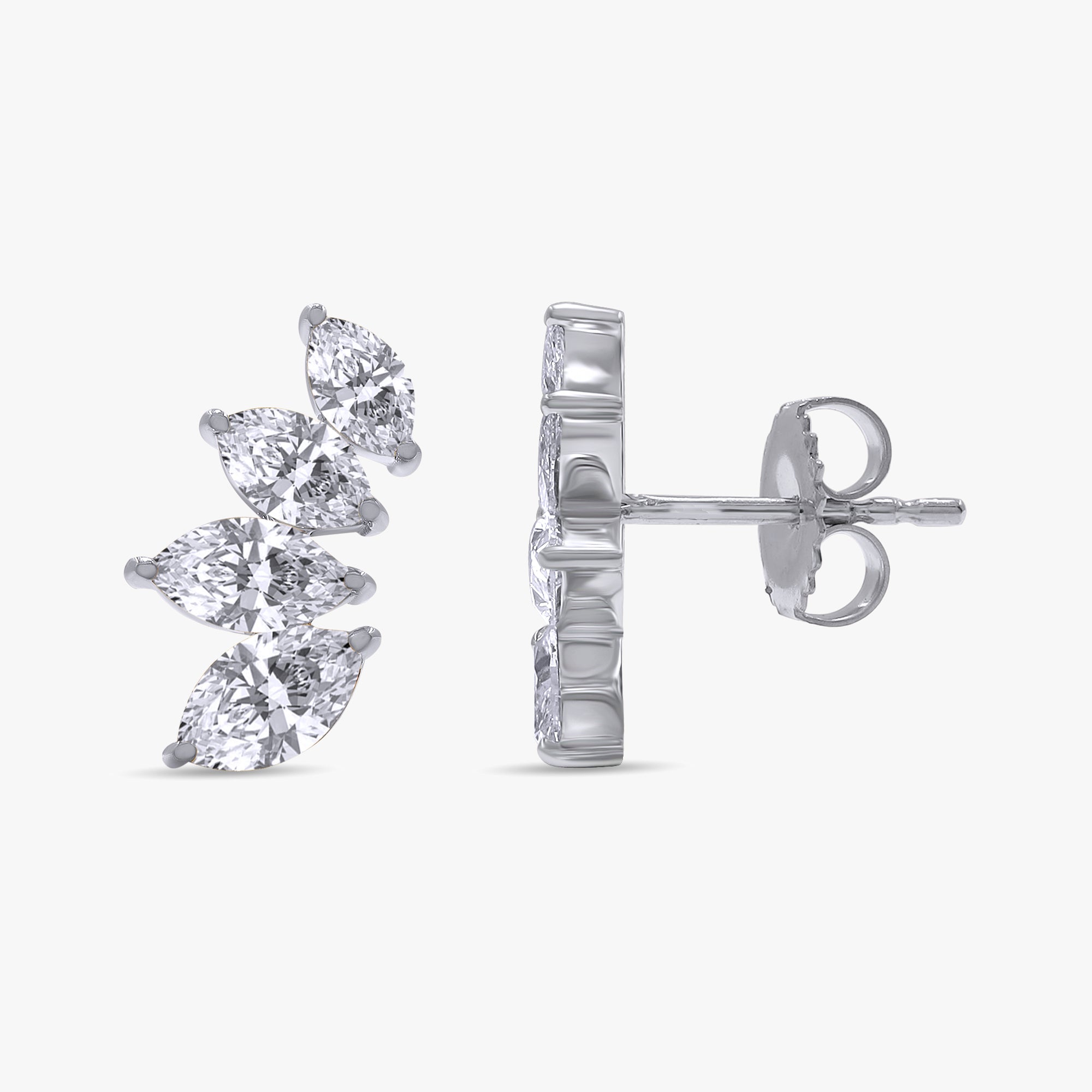 2.00 Carat Marquise Cut Lab Grown Diamond Climber Stud Earrings
