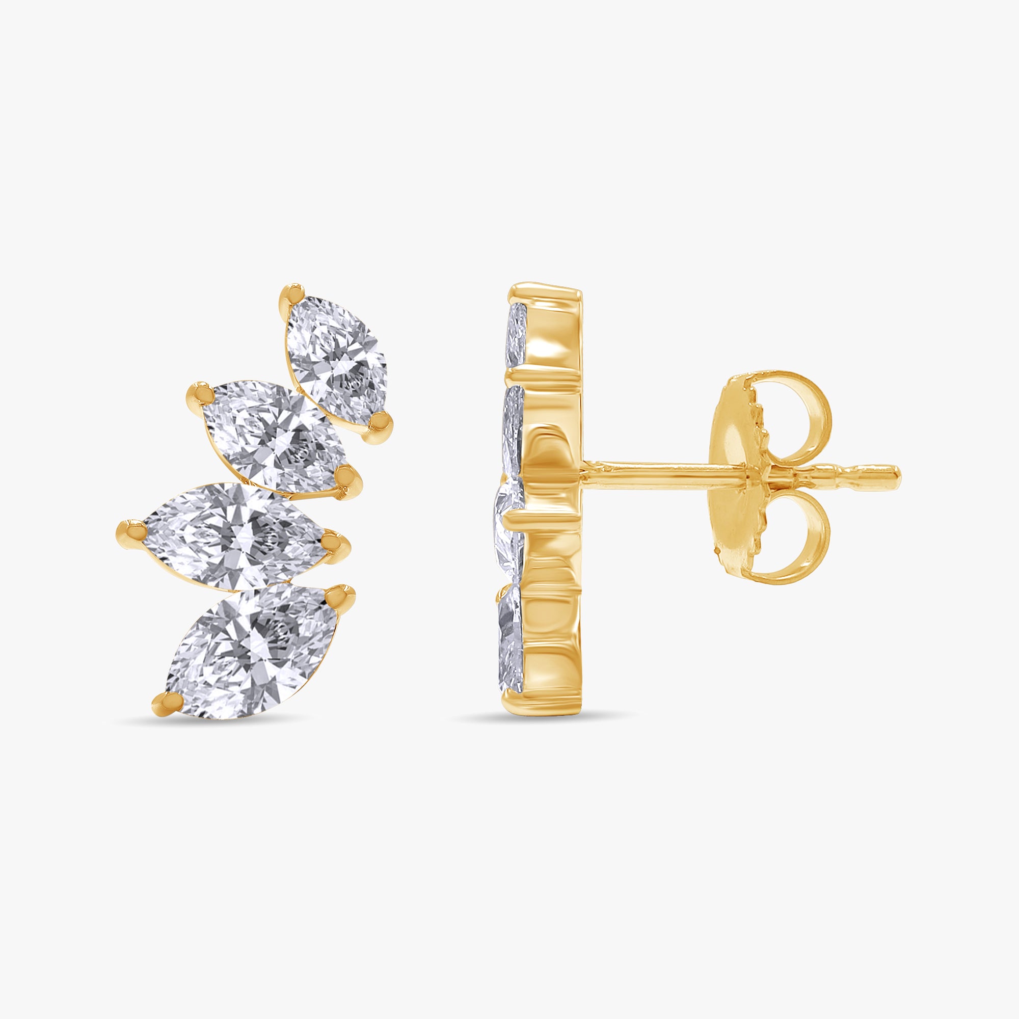 2.00 Carat Marquise Cut Lab Grown Diamond Climber Stud Earrings