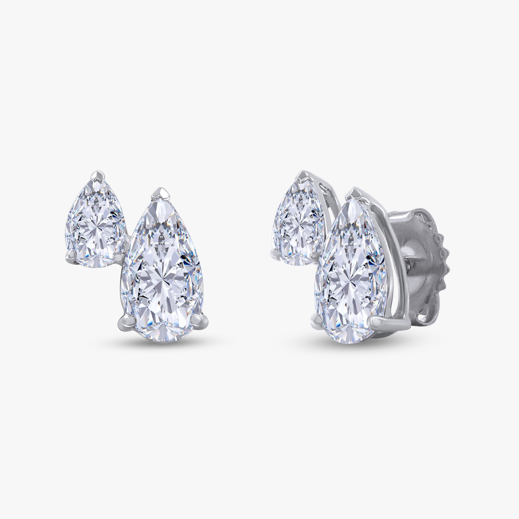 Pear Shape 1.70 Carat Lab Grown Diamond Toi Et Moi earrings