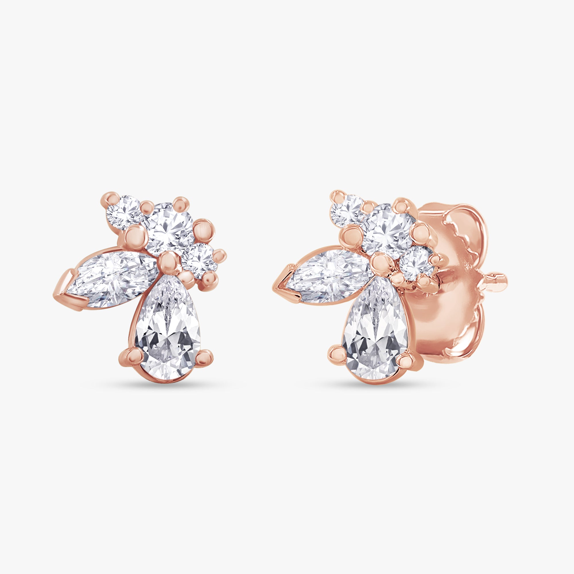 Multi Shape 1.05 Carat Lab grown Diamond Toi Et Moi Earrings