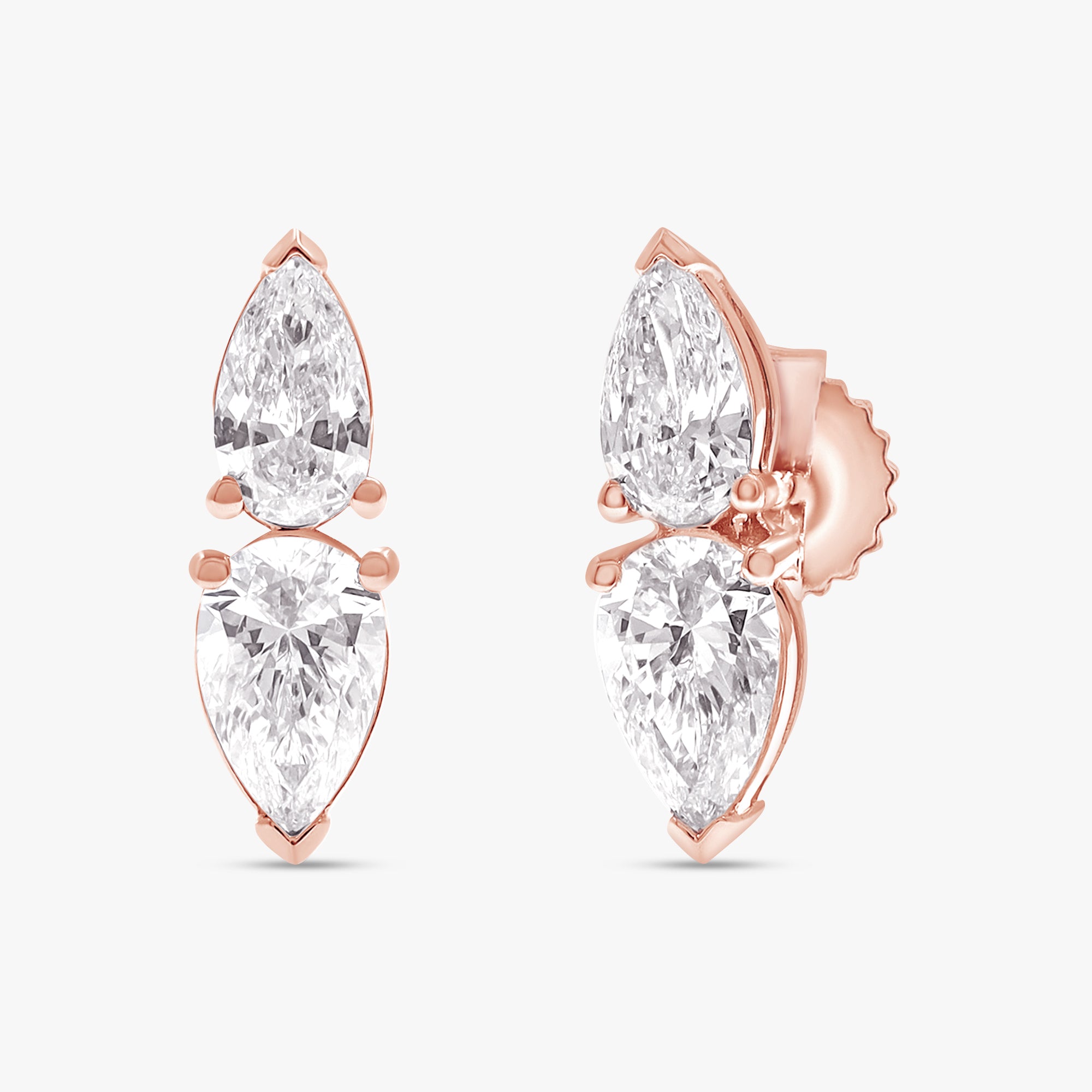Pear Shape 2.10 Carat Lab Grown Diamond Toi Et Moi Earrings