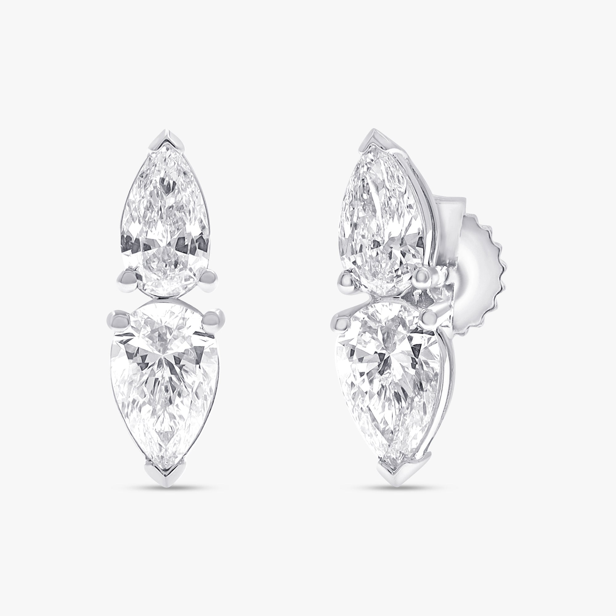 Pear Shape 2.10 Carat Lab Grown Diamond Toi Et Moi Earrings