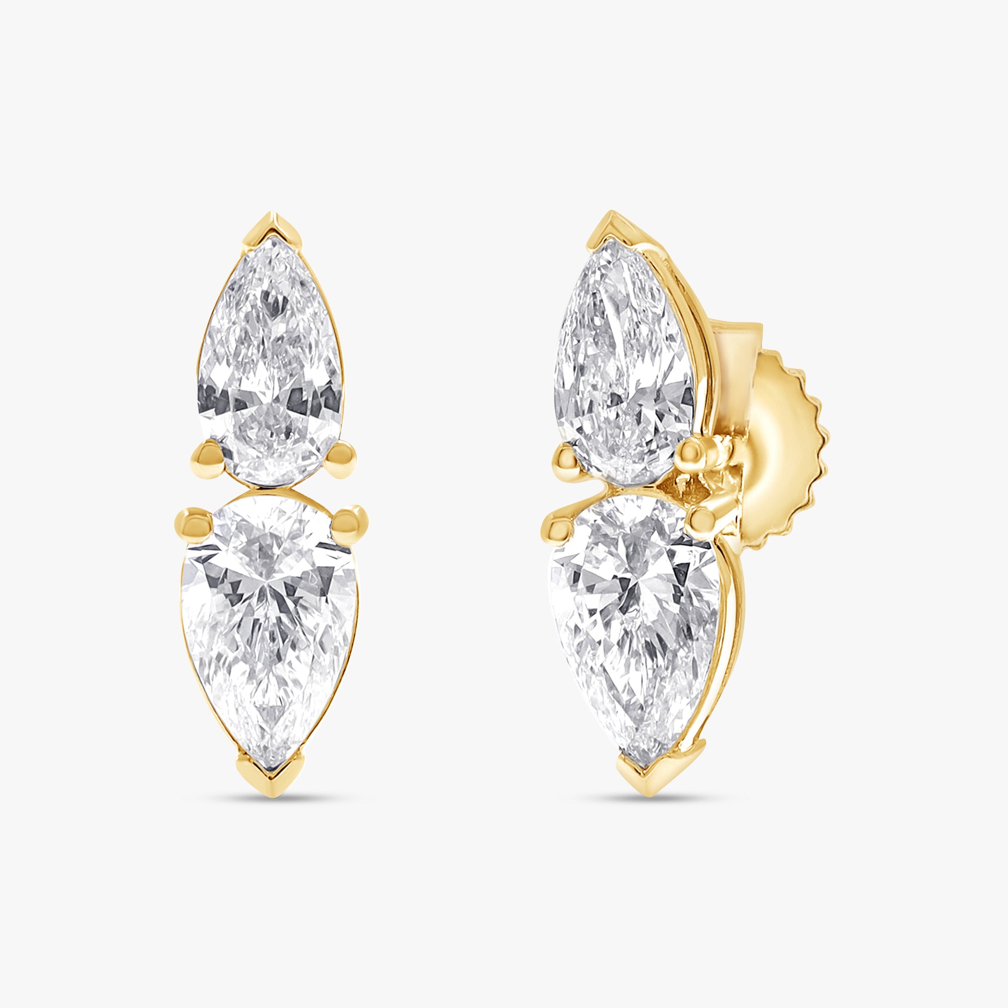 Pear Shape 2.10 Carat Lab Grown Diamond Toi Et Moi Earrings