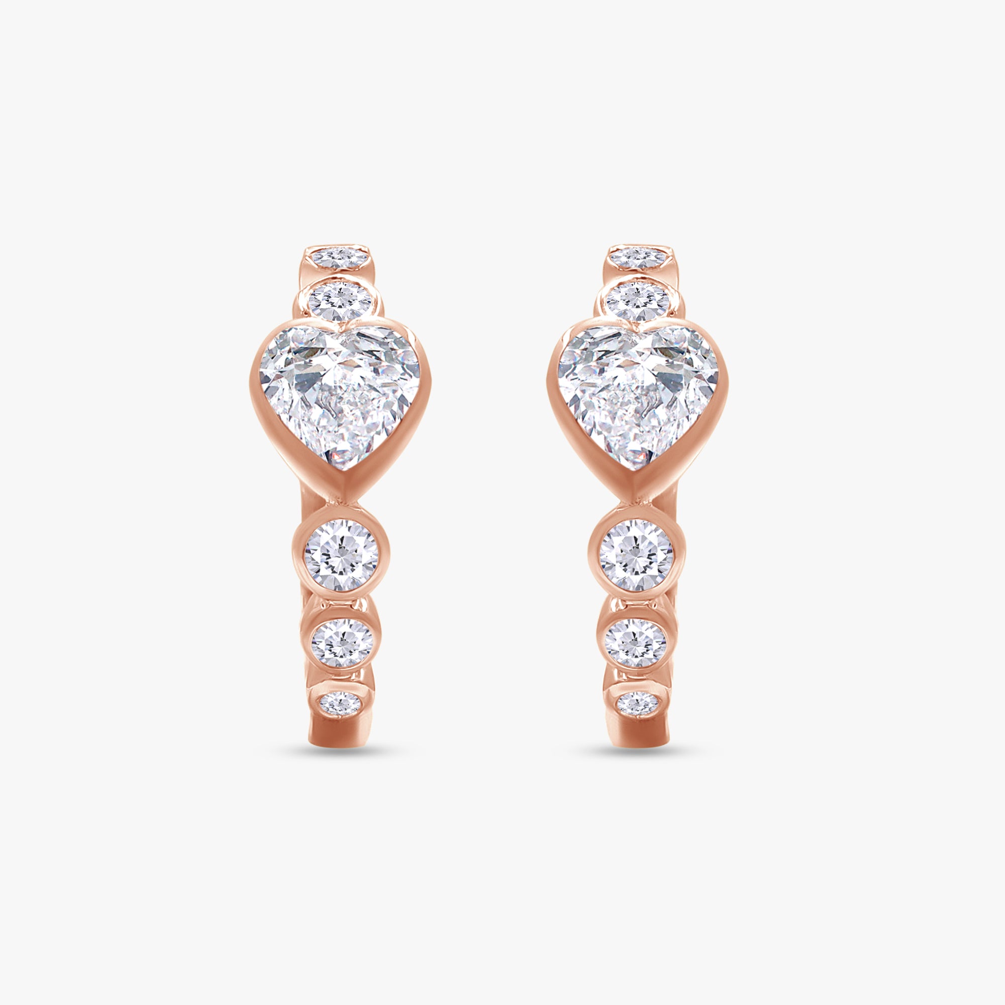 Round and Heart Shape 1.05 Carat Lab Grown Diamond Hoop Earrings