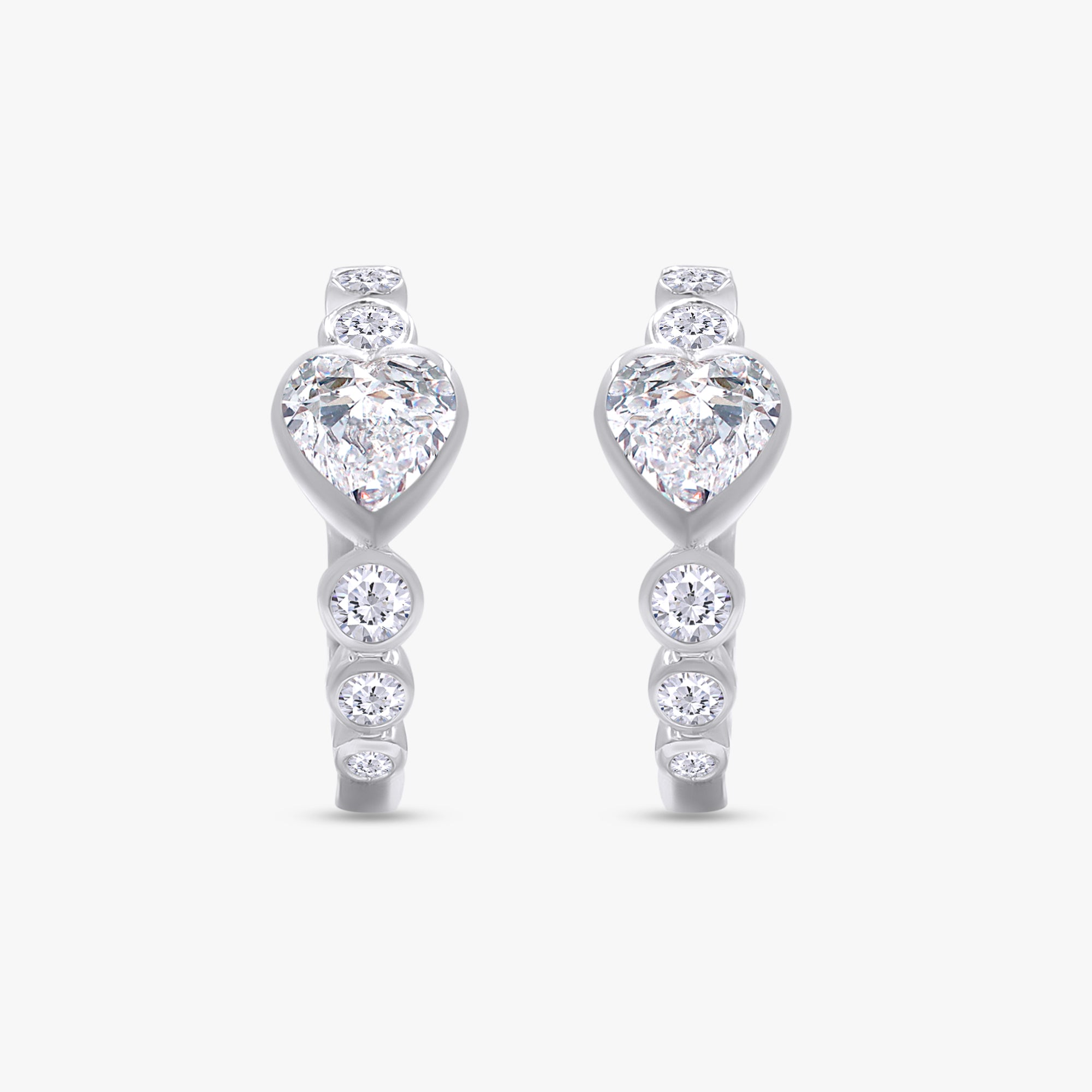 Round and Heart Shape 1.05 Carat Lab Grown Diamond Hoop Earrings