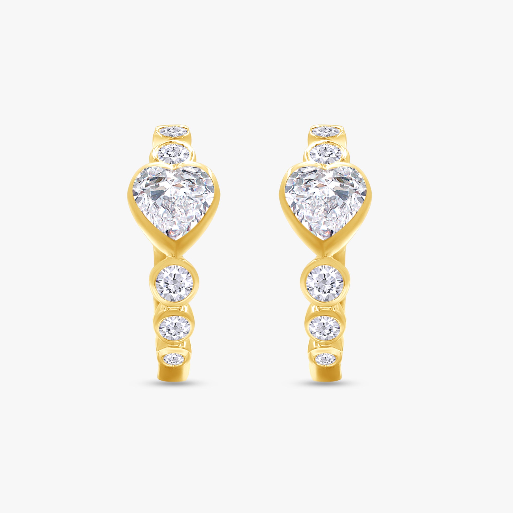 Round and Heart Shape 1.05 Carat Lab Grown Diamond Hoop Earrings