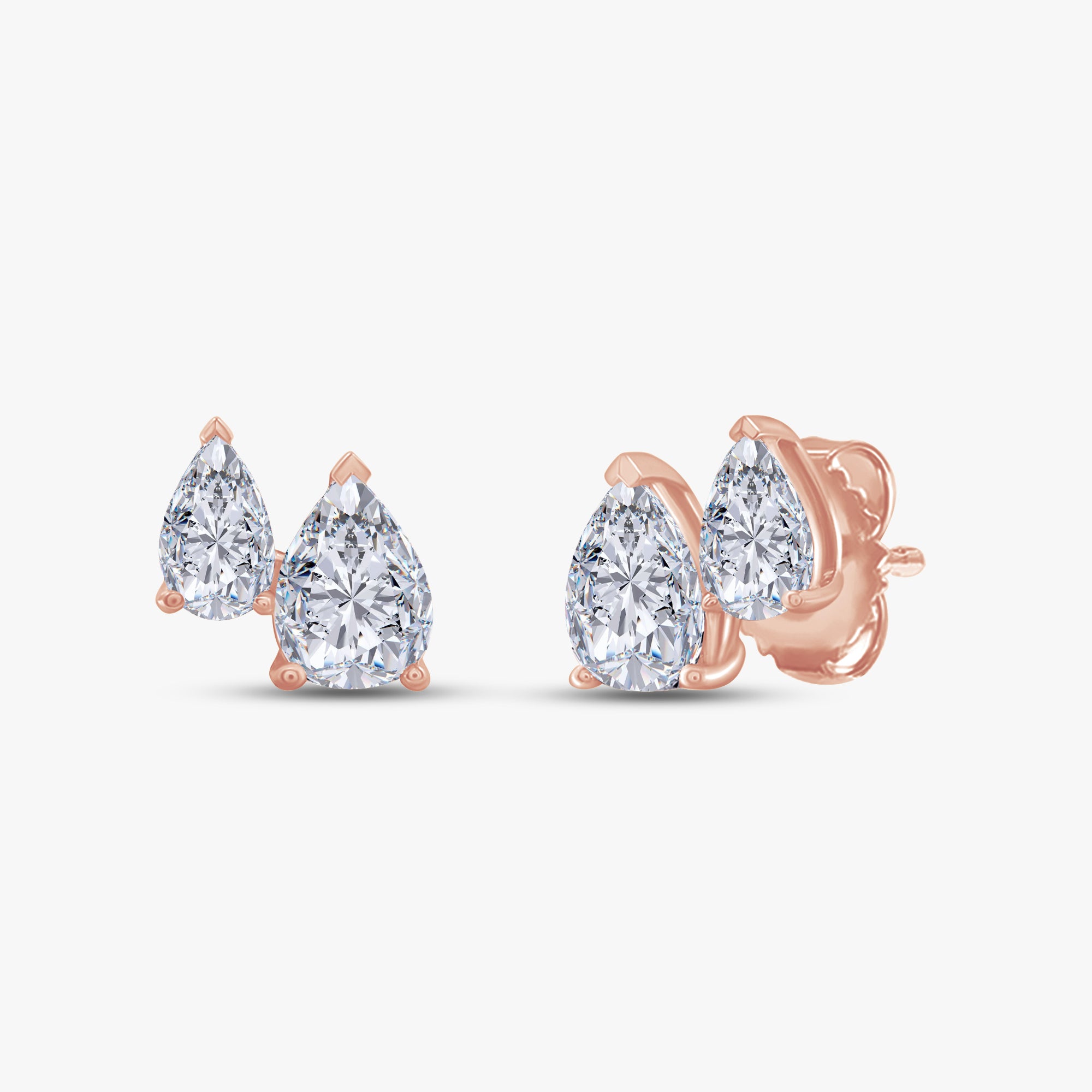 Pear Shape 1.45 Carat Lab Grown Diamond Toi Et Moi Earrings