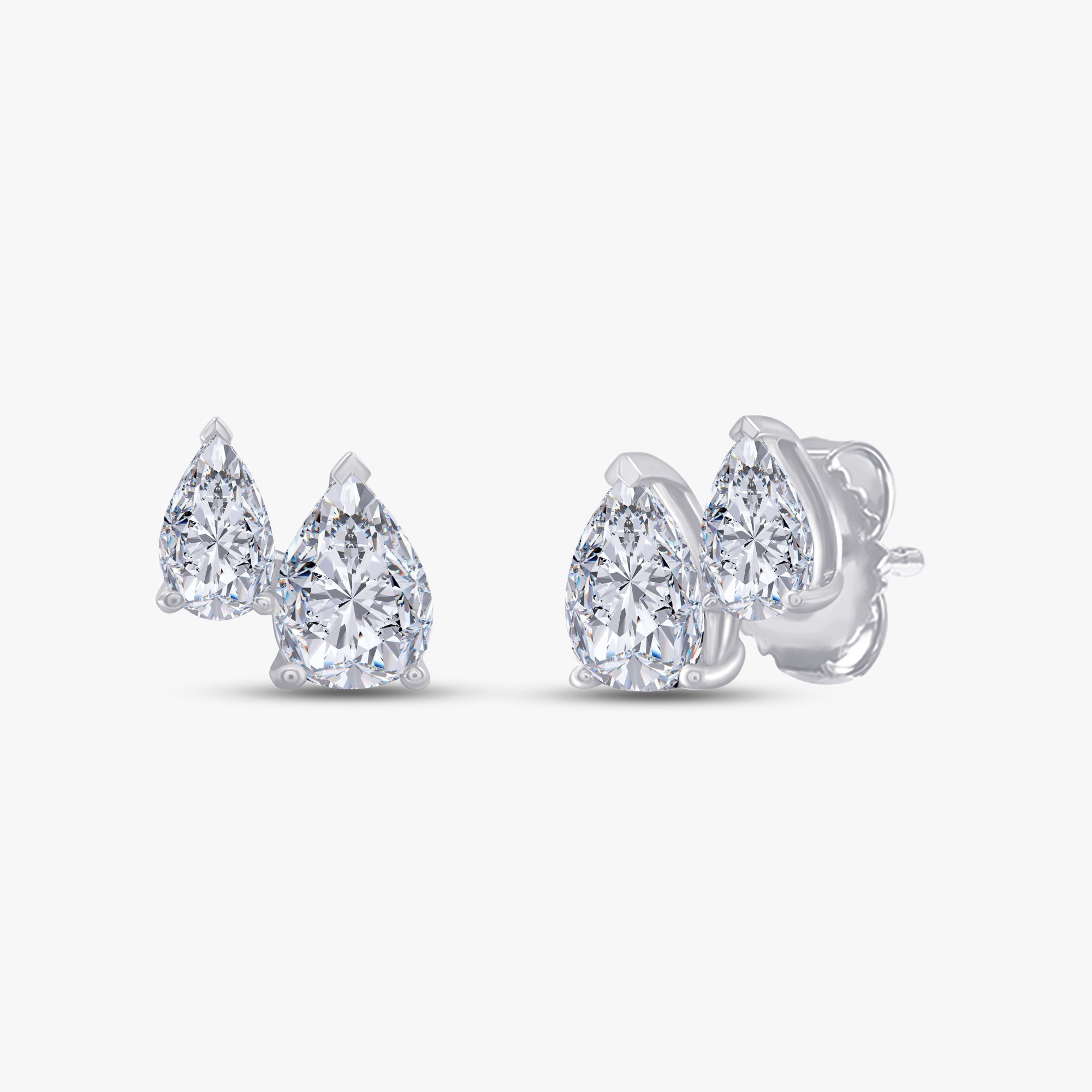 Pear Shape 1.45 Carat Lab Grown Diamond Toi Et Moi Earrings