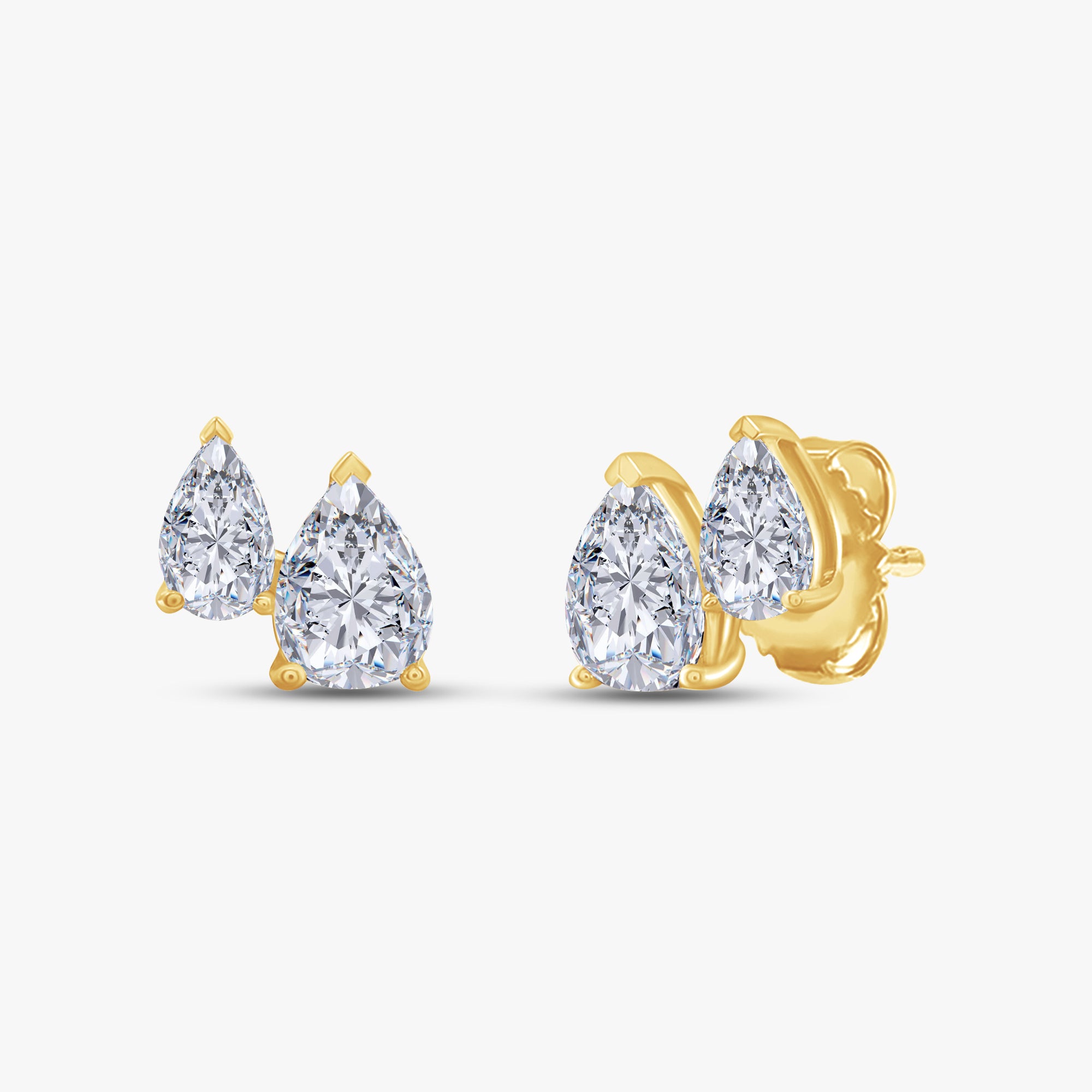 Pear Shape 1.45 Carat Lab Grown Diamond Toi Et Moi Earrings