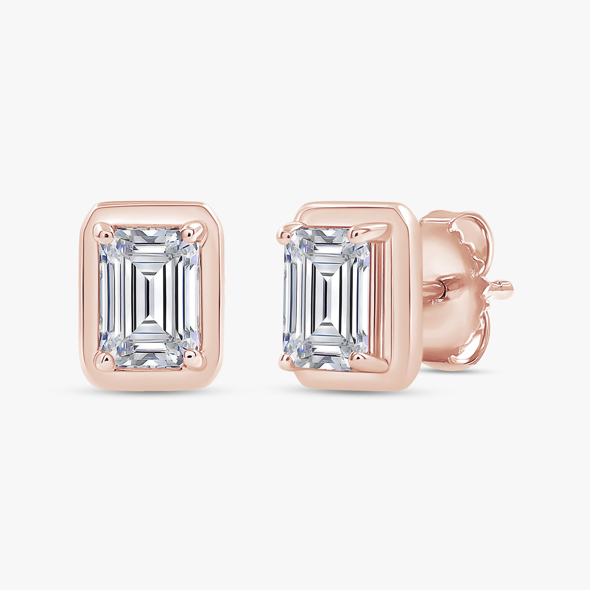 1.35 Carat Emerald Cut Lab Grown Diamond Solitaire Stud Earrings