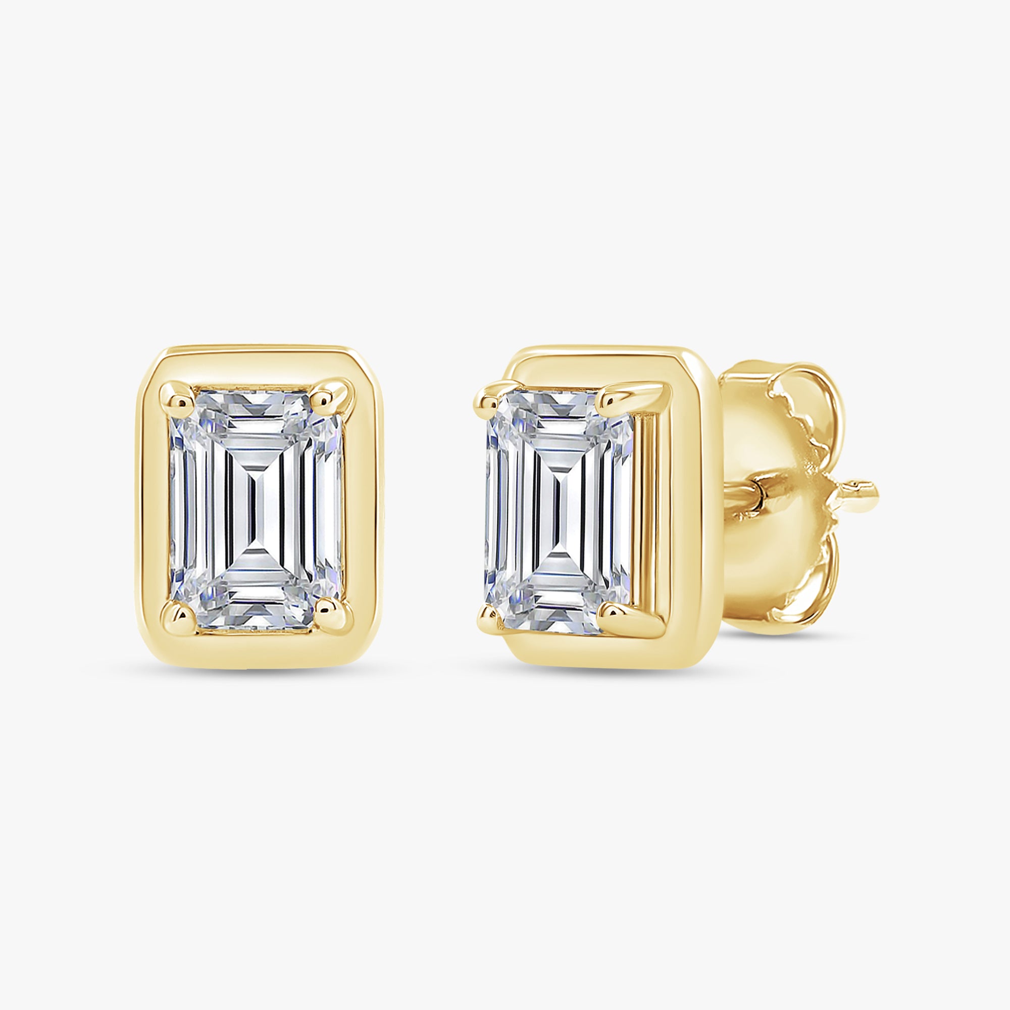 1.35 Carat Emerald Cut Lab Grown Diamond Solitaire Stud Earrings