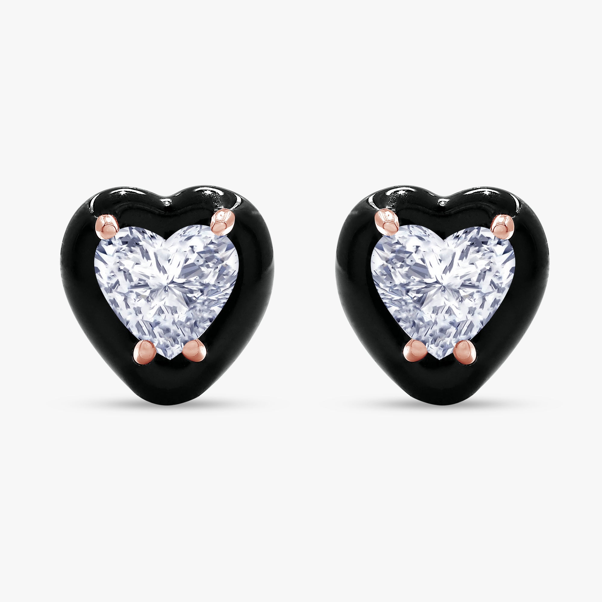 1.05 Carat Heart Shape Lab Grown Diamond Solitaire Stud Earrings