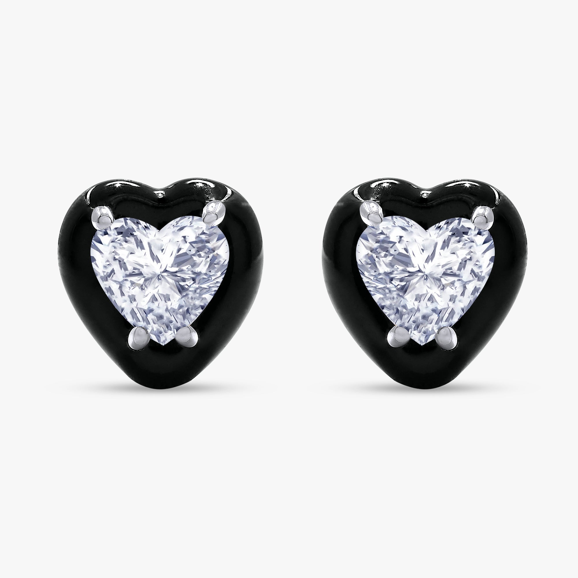 1.05 Carat Heart Shape Lab Grown Diamond Solitaire Stud Earrings
