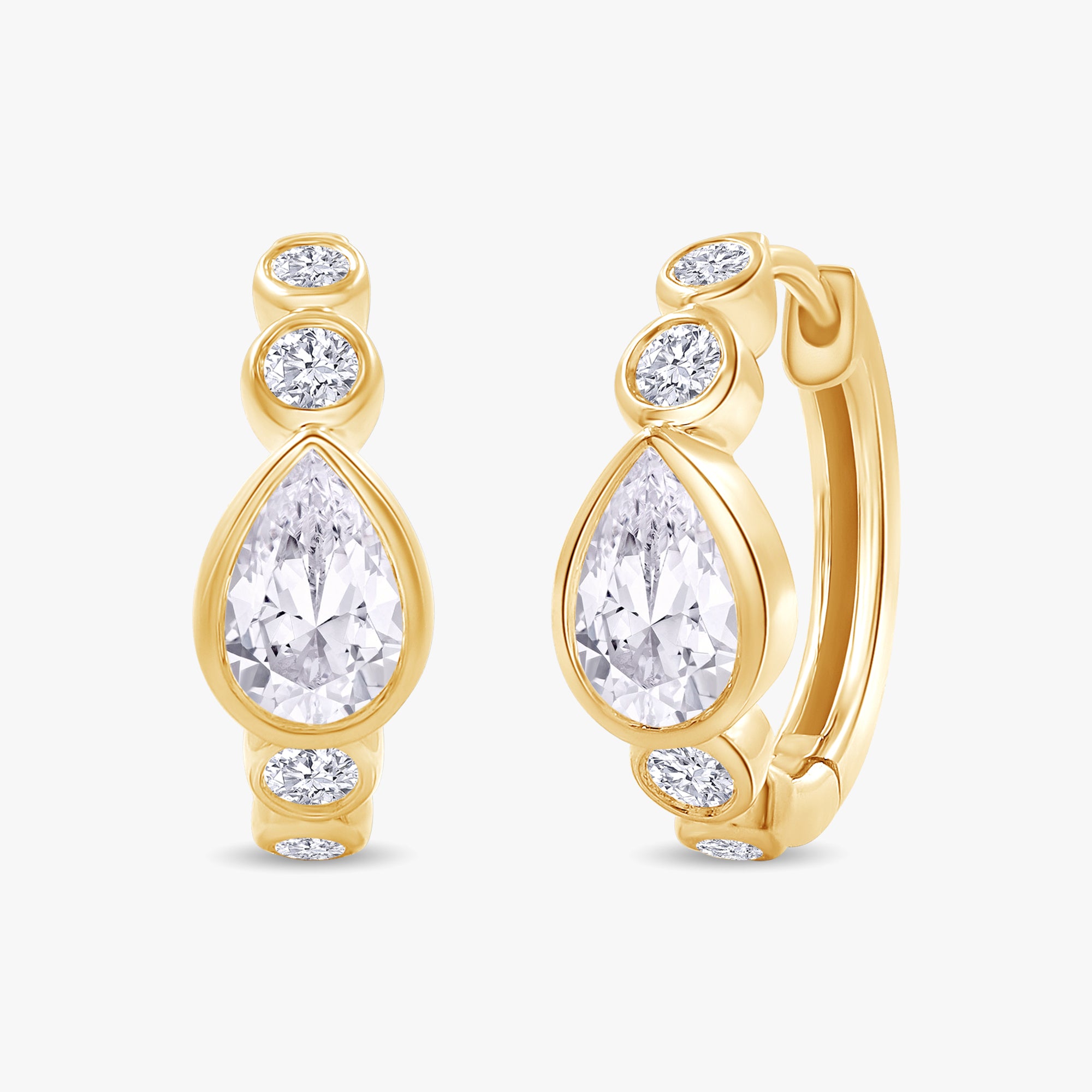 Pear and Round Shape 1.40 Carat lab Grown Diamond Hoop Earrings