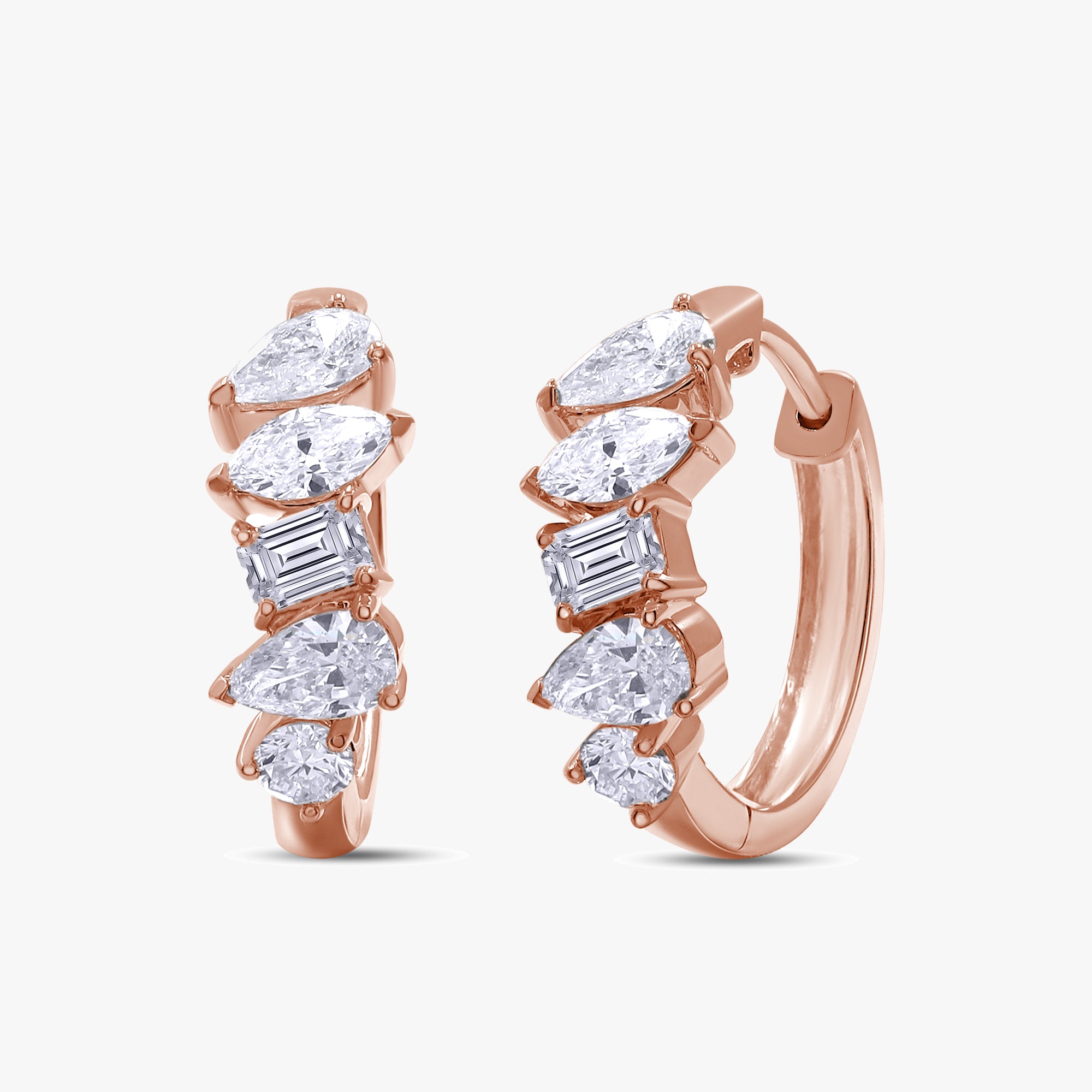 Multi Shape 1.30 Carat Lab Grown Diamond Hoop Earrings