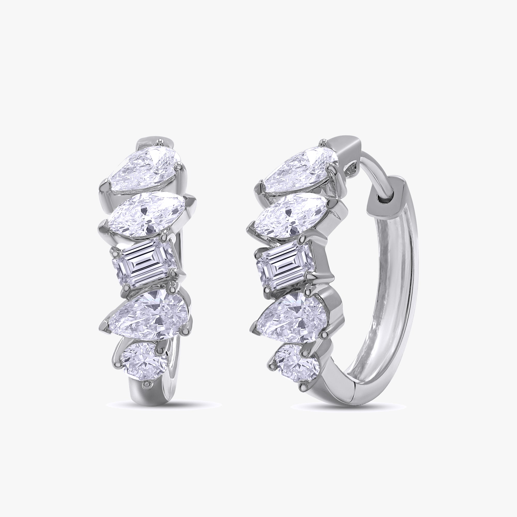 Multi Shape 1.30 Carat Lab Grown Diamond Hoop Earrings