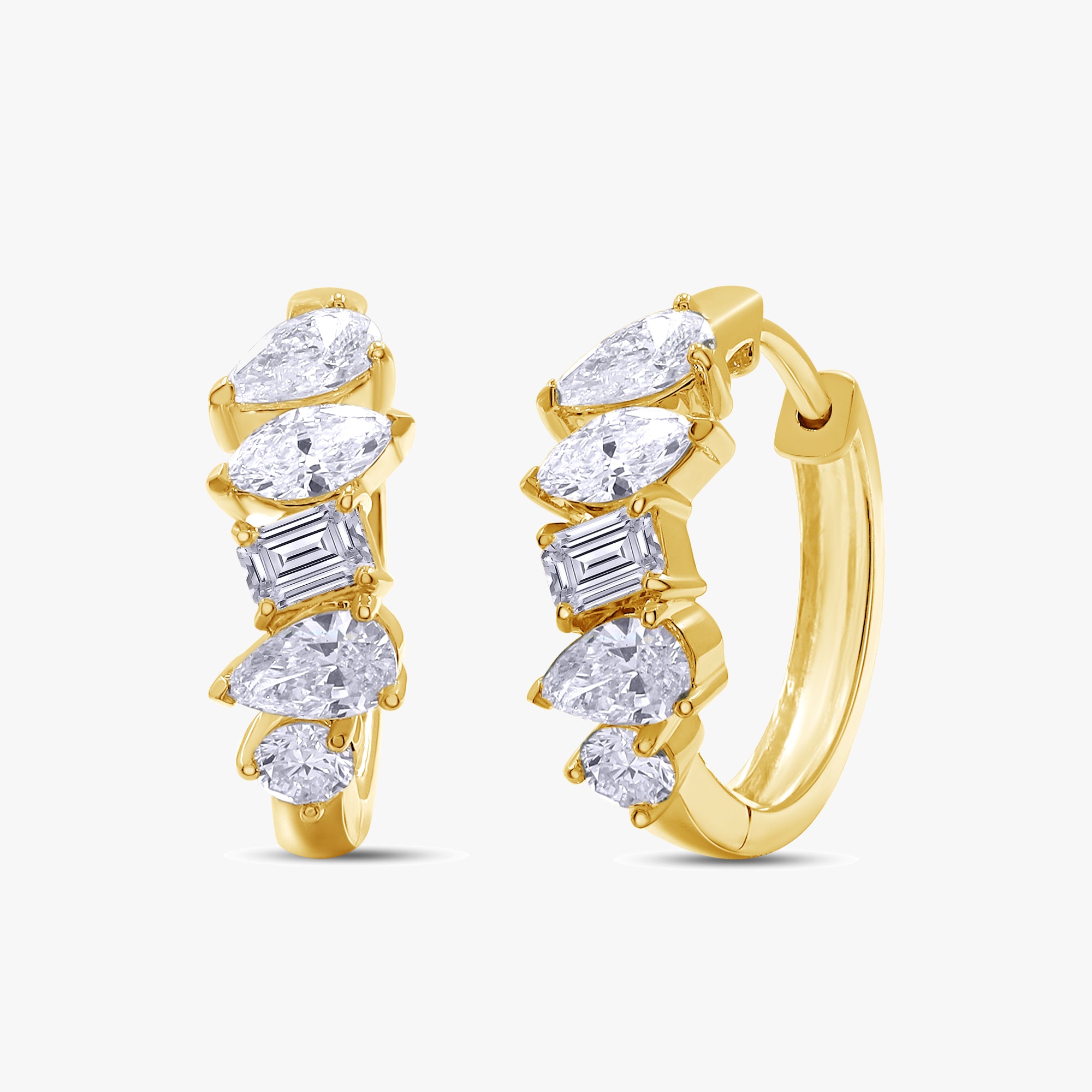 Multi Shape 1.30 Carat Lab Grown Diamond Hoop Earrings