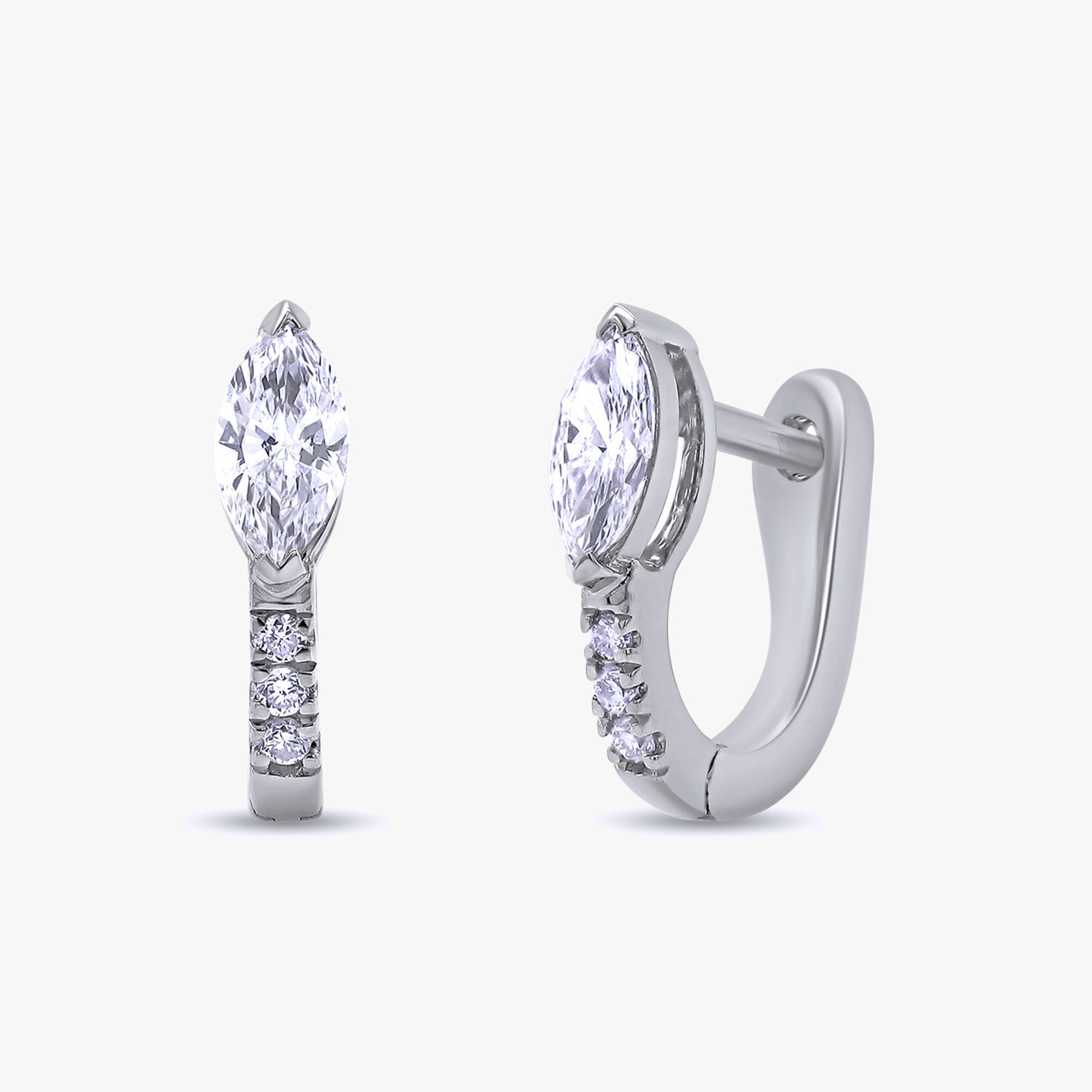 Marquise and Round Shape 0.40 Carat Lab Grown Diamond Hoop Earrings