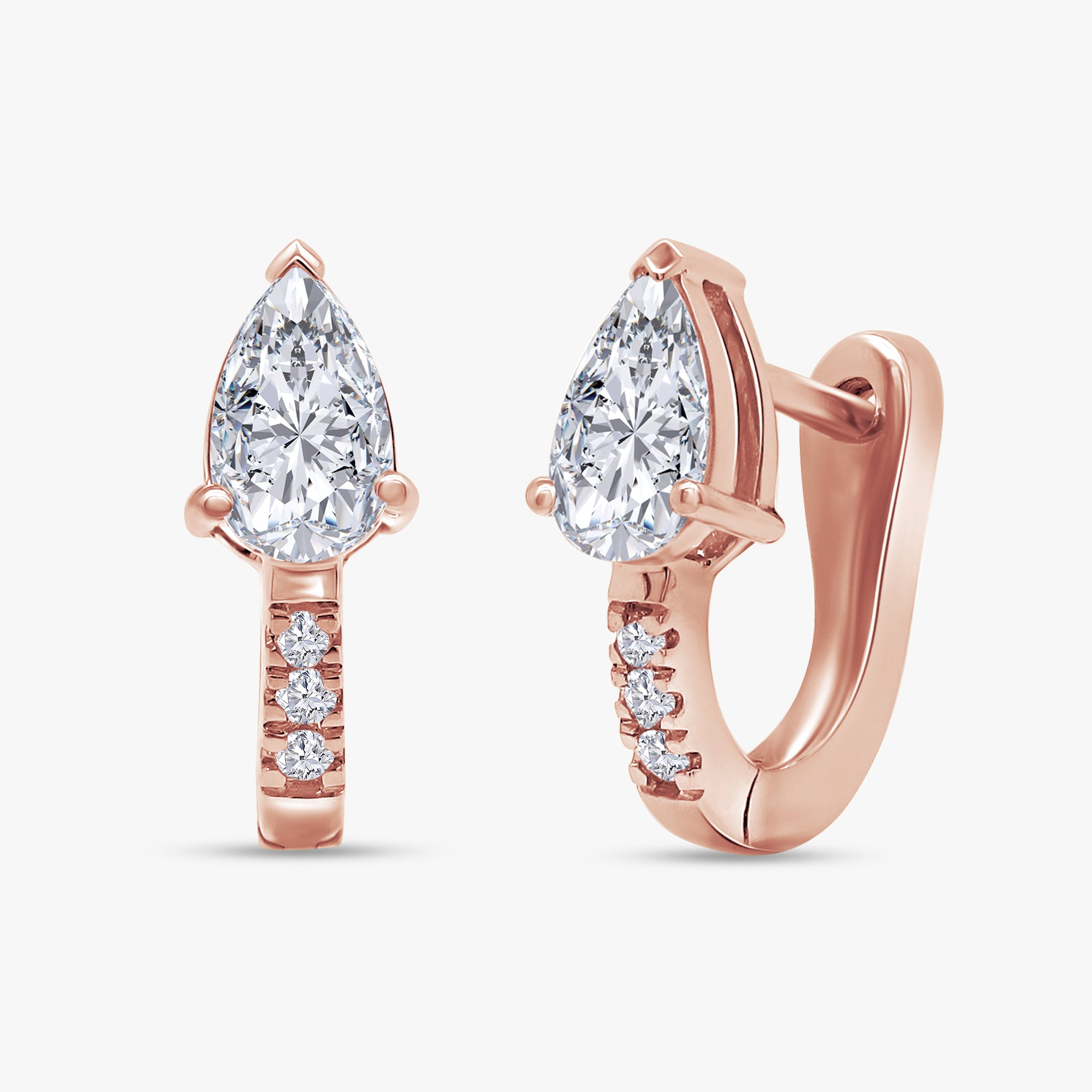 Pear and Round Shape 0.60 Carat Lab Grown diamond Hoop Earrings
