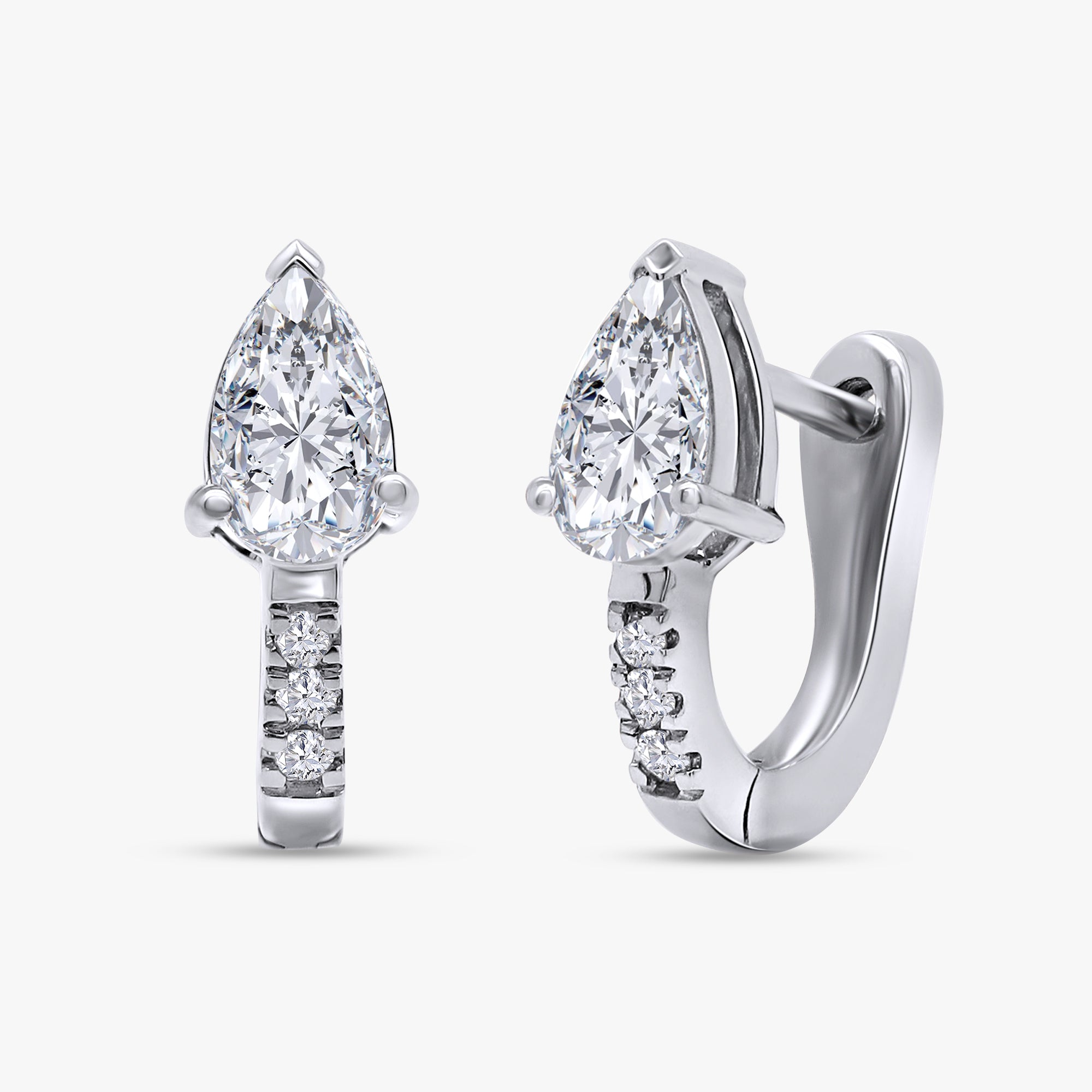 Pear and Round Shape 0.60 Carat Lab Grown diamond Hoop Earrings