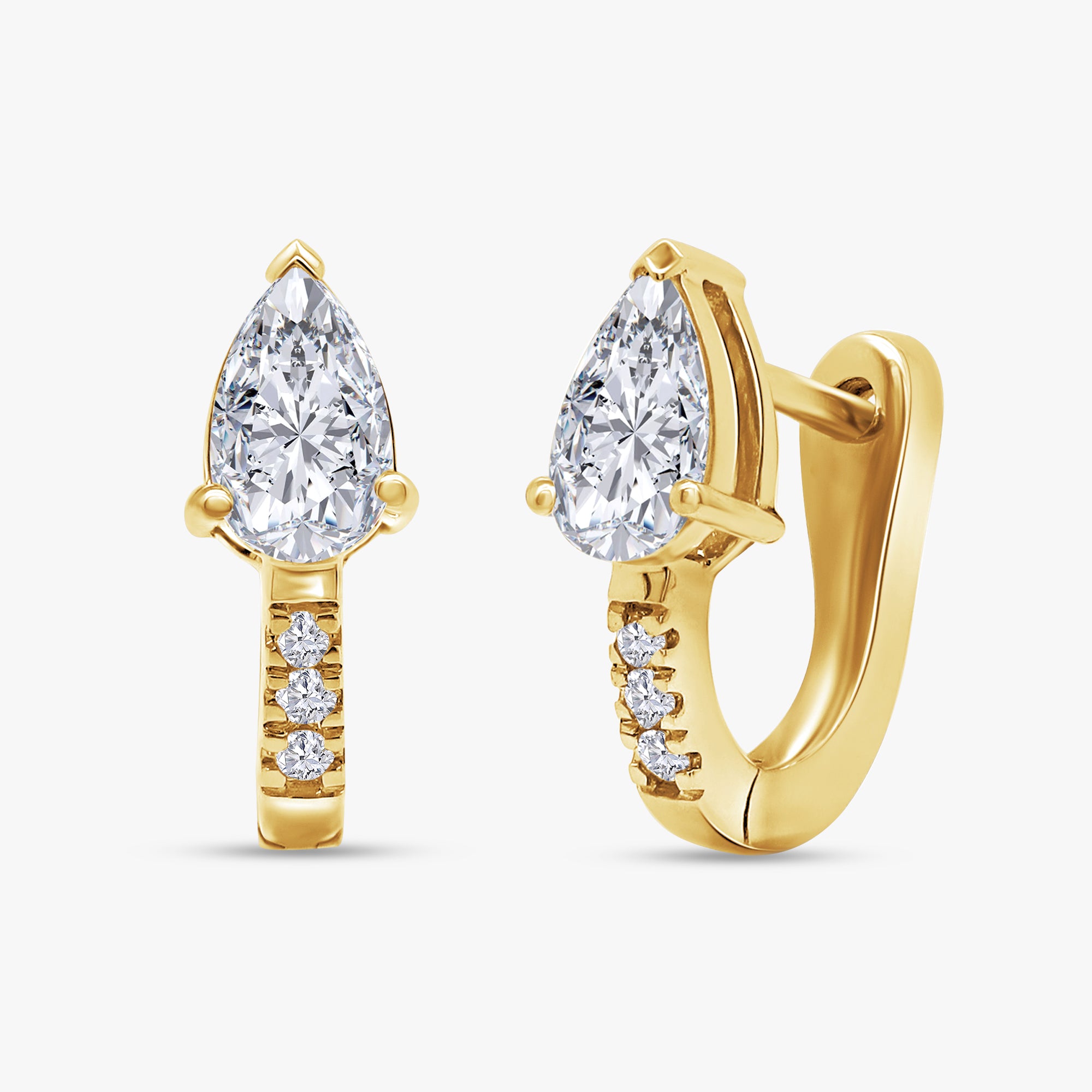 Pear and Round Shape 0.60 Carat Lab Grown diamond Hoop Earrings