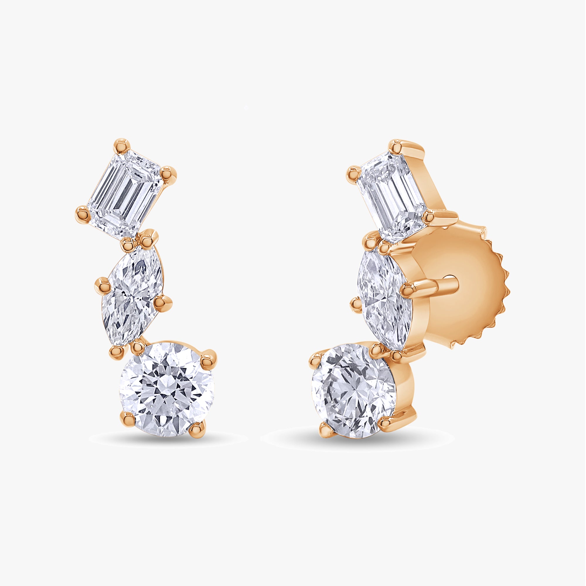1.85 Carat Multishape Lab Grown Diamond Stud Earrings