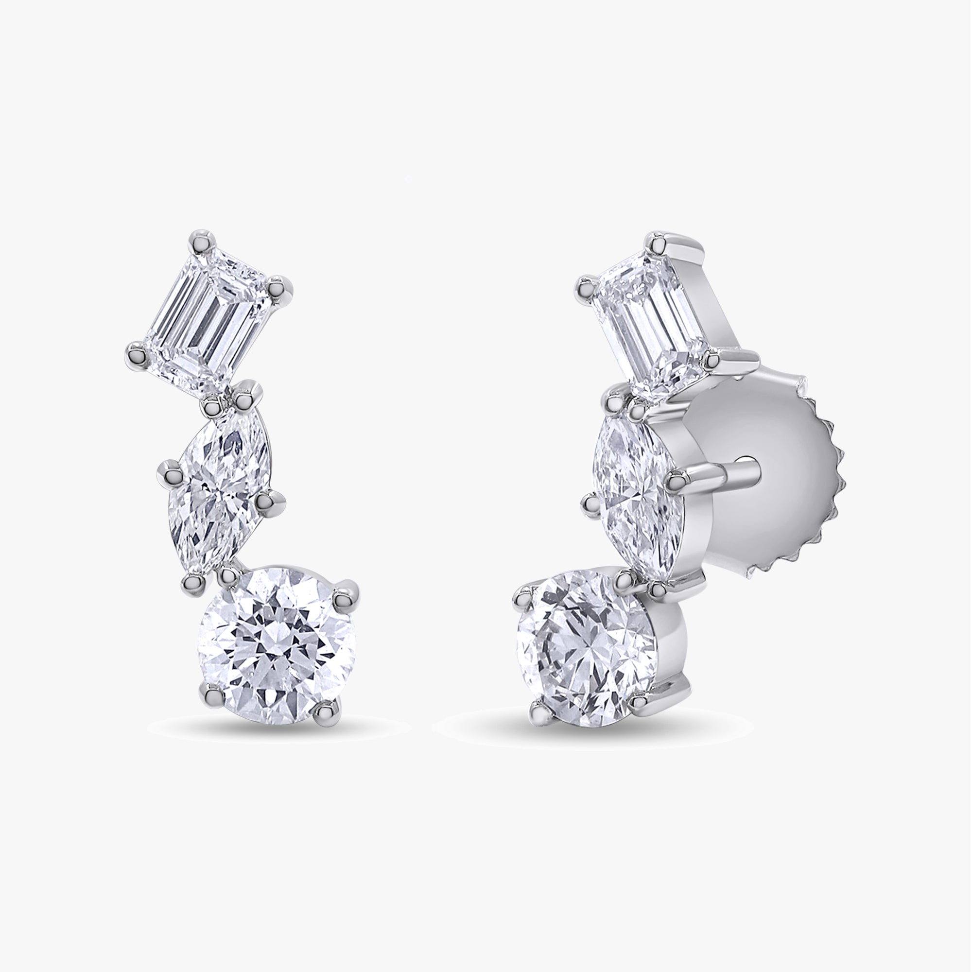 1.85 Carat Multishape Lab Grown Diamond Stud Earrings