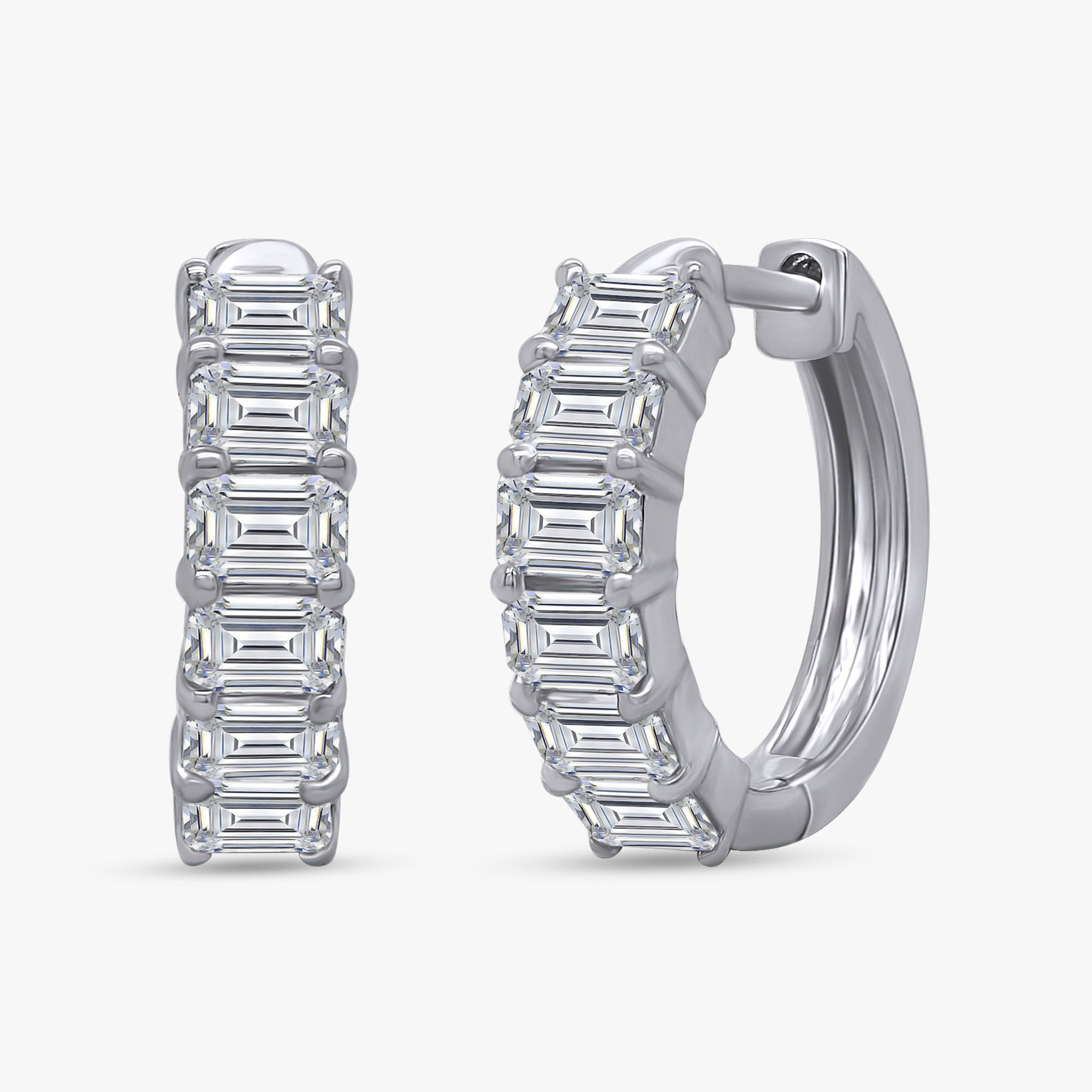Emerald Shape 1.35 Carat Lab Grown Diamond Hoop Earrings