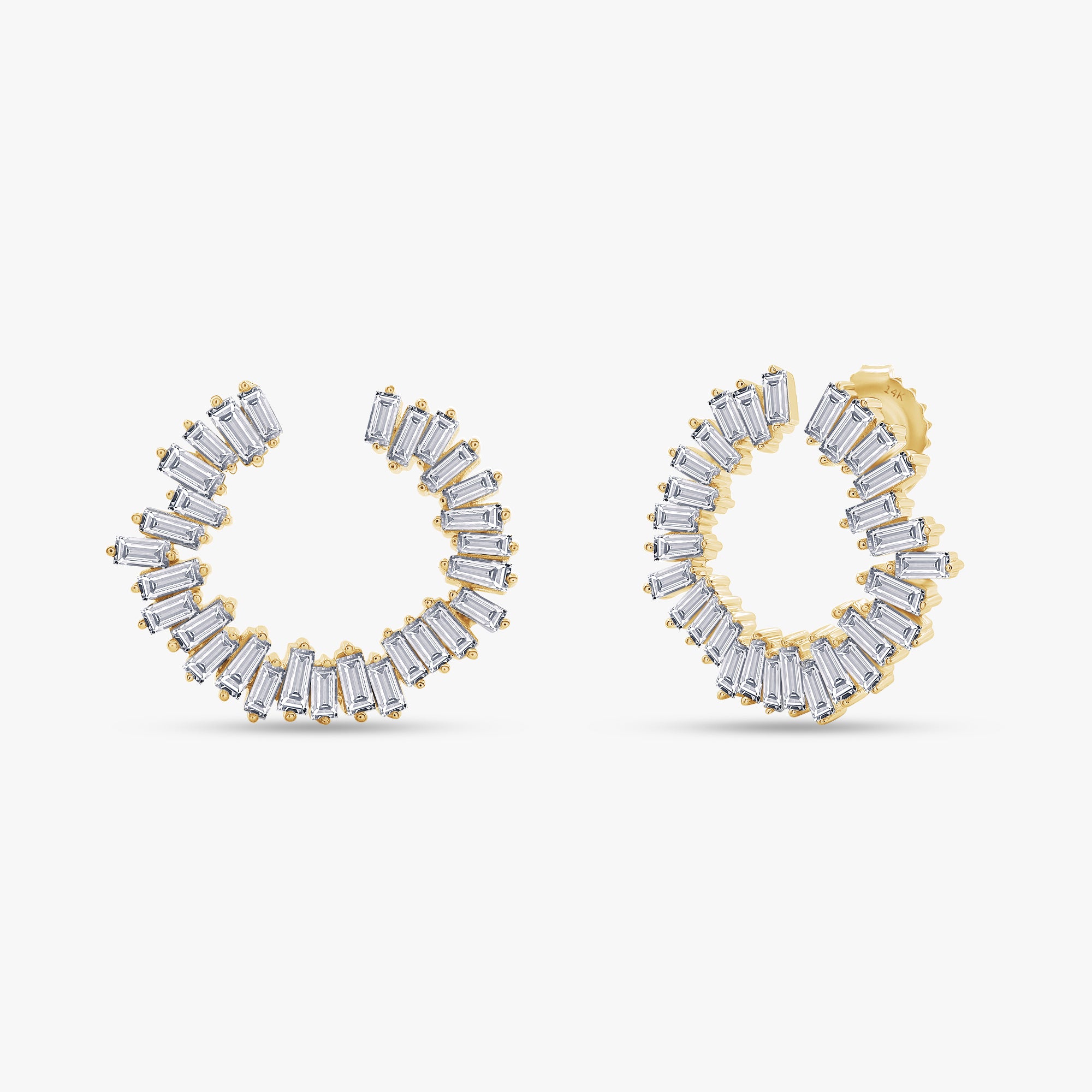 Baguette Shape 2.45 carat Lab grown Diamond Crawler Stud Earrings