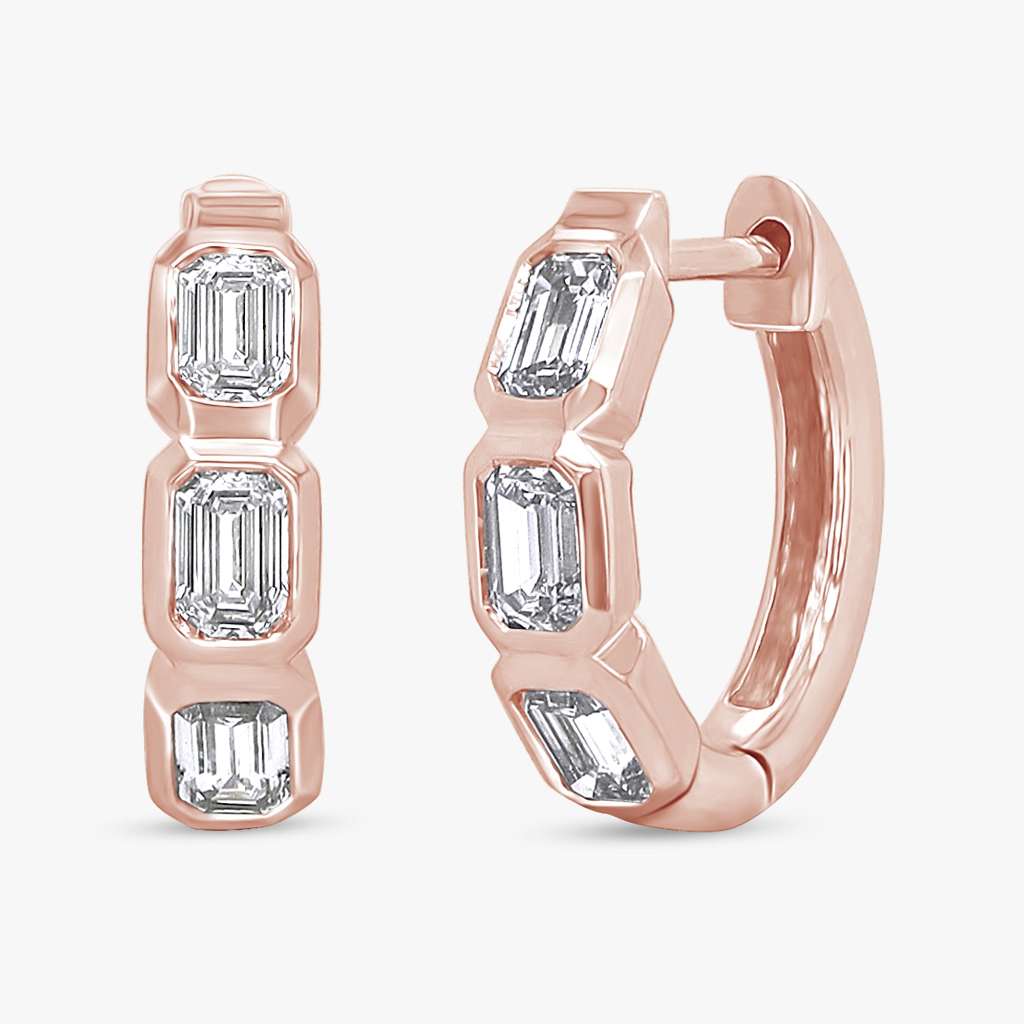 Emerald Shape 0.70 Carat Lab Grown Diamond Hoop Earrings