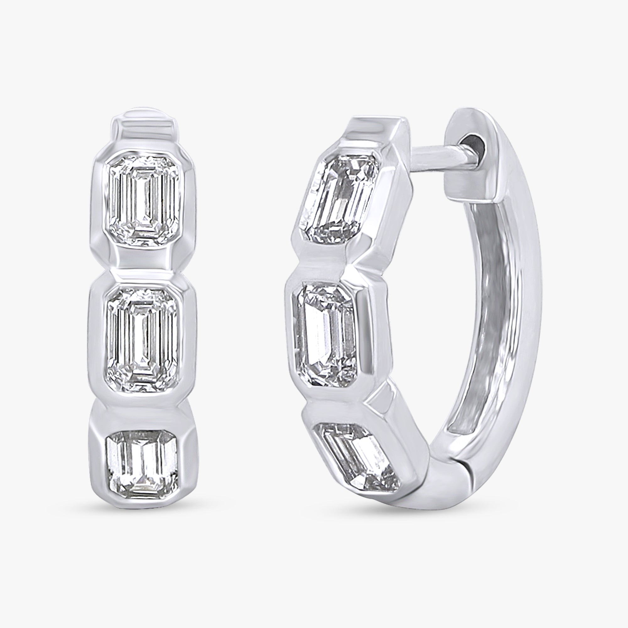 Emerald Shape 0.70 Carat Lab Grown Diamond Hoop Earrings