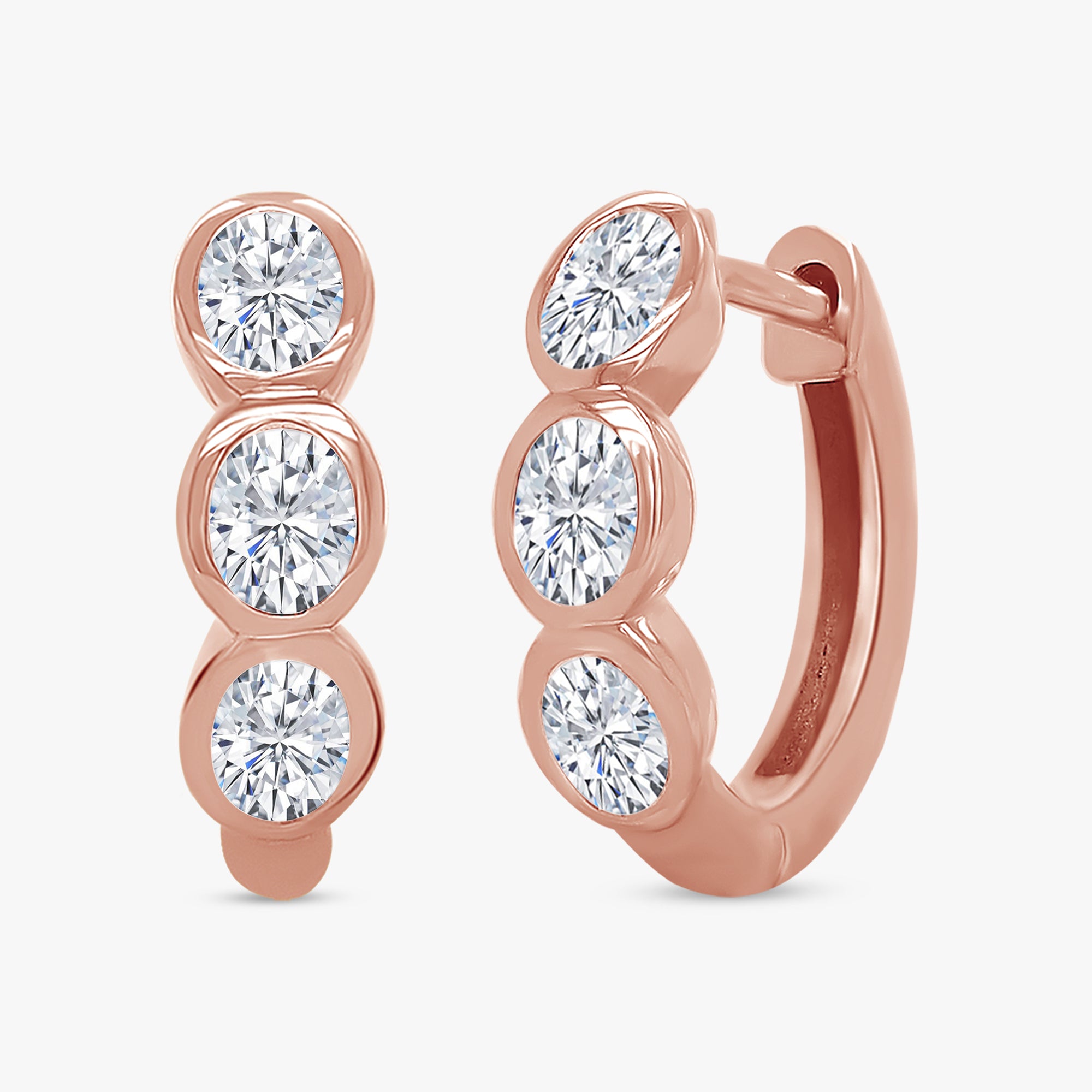 Oval Shape 0.70 Carat Lab Grown Diamond Hoop Earrings