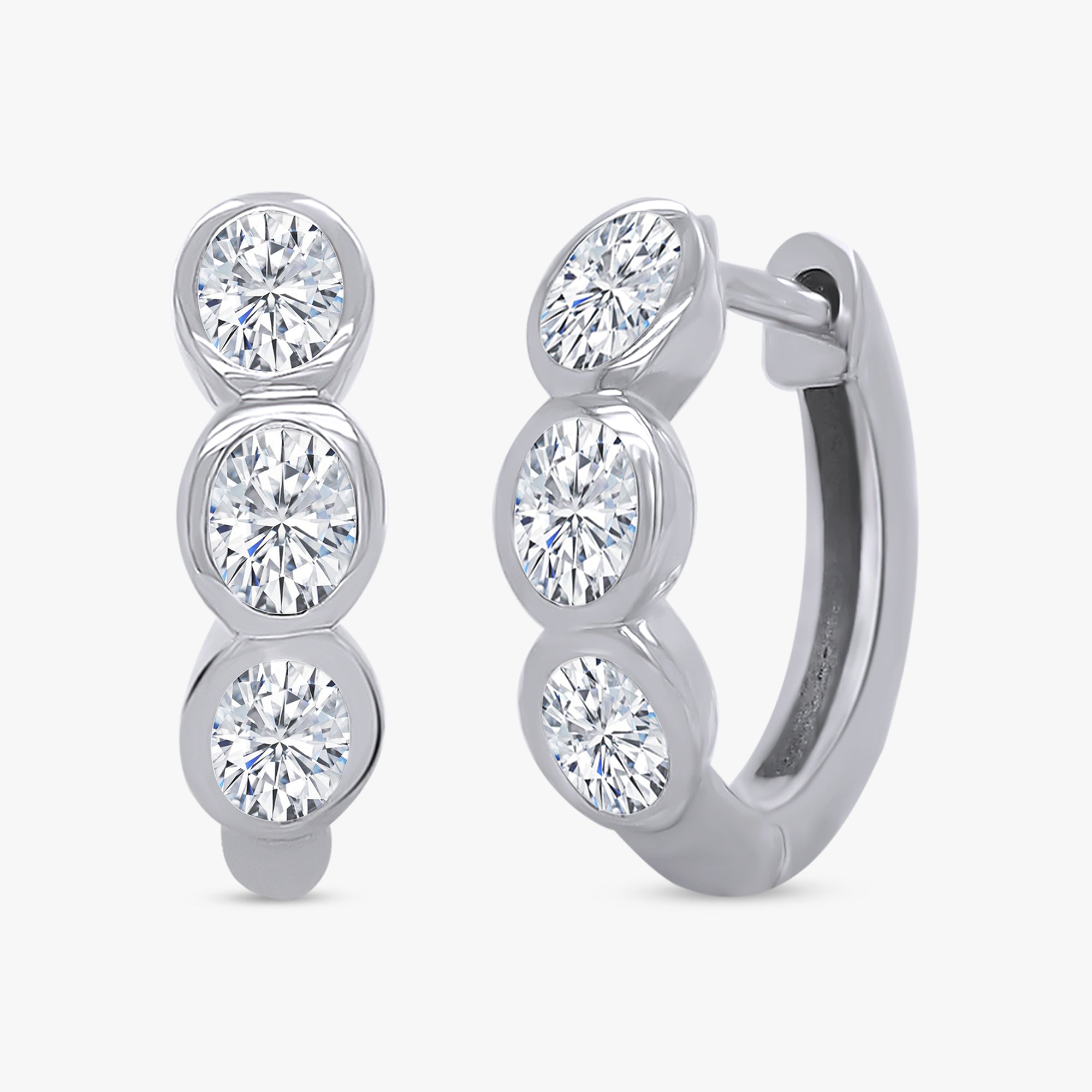 Oval Shape 0.70 Carat Lab Grown Diamond Hoop Earrings