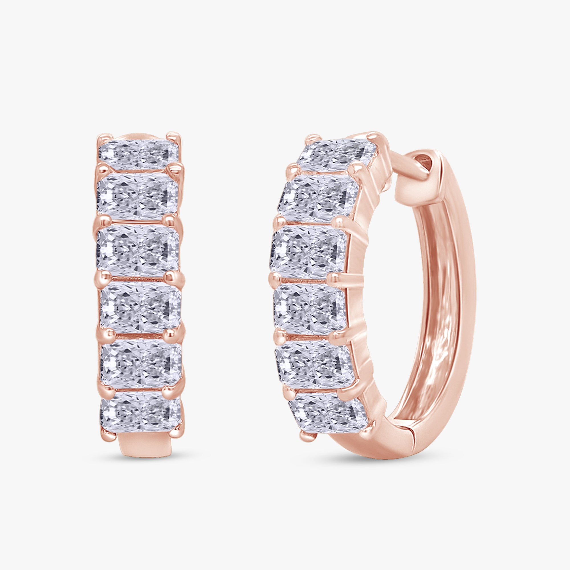 Radiant Shape 1.65 Carat Lab Grown Diamond Hoop Earrings